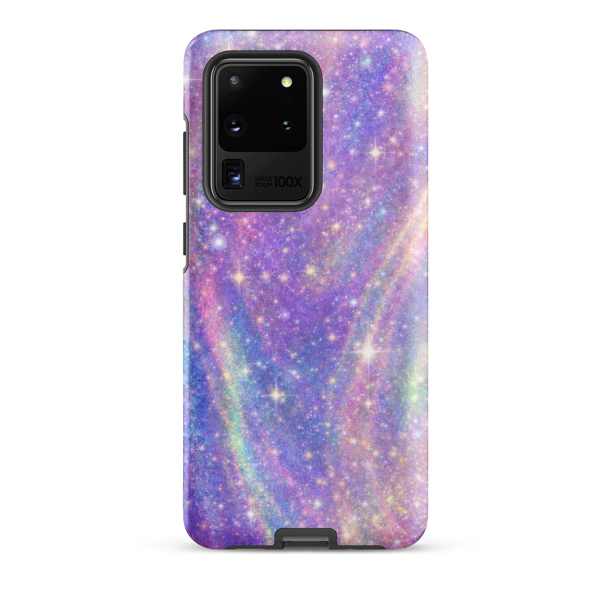 Phone Case for Samsung Galaxy with cosmic dream swirl design in pastel purples, pinks, blues, and gold sparkles.