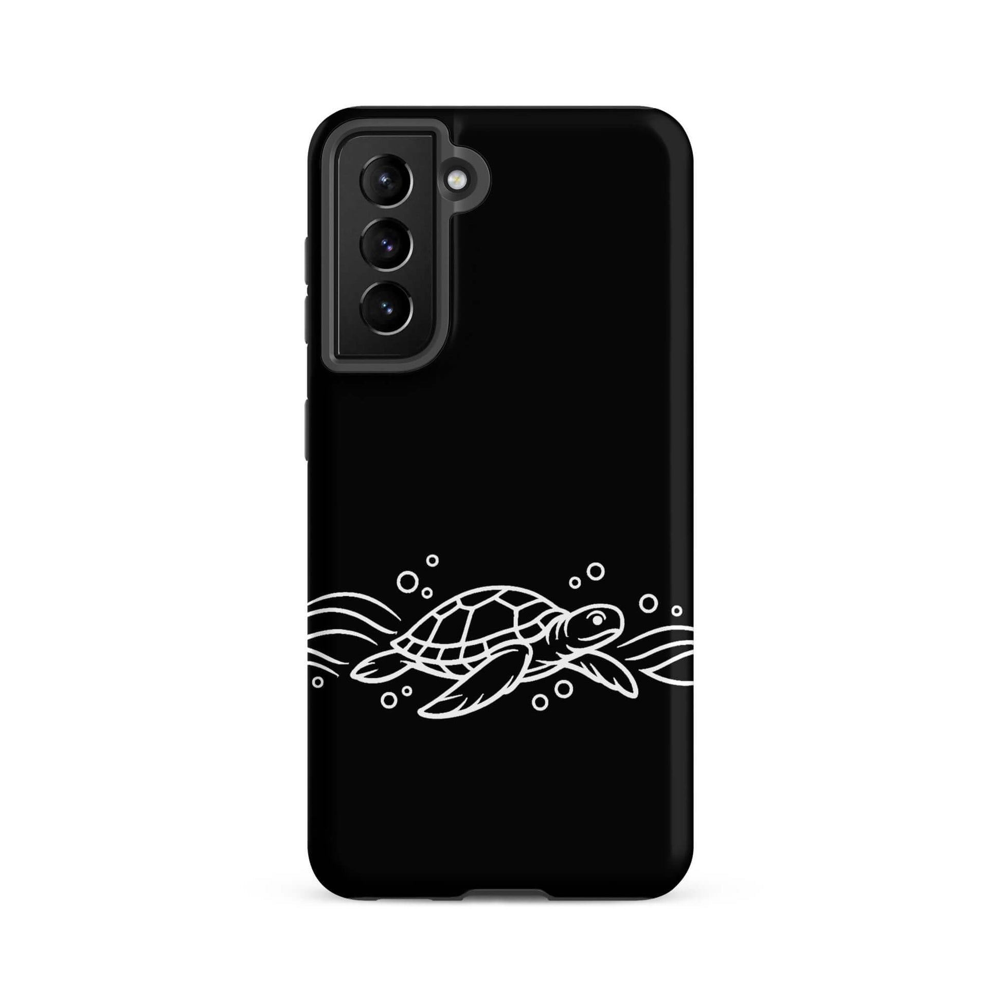 Phone Case for Samsung Galaxy featuring minimalist sea turtle design with waves and bubbles.
