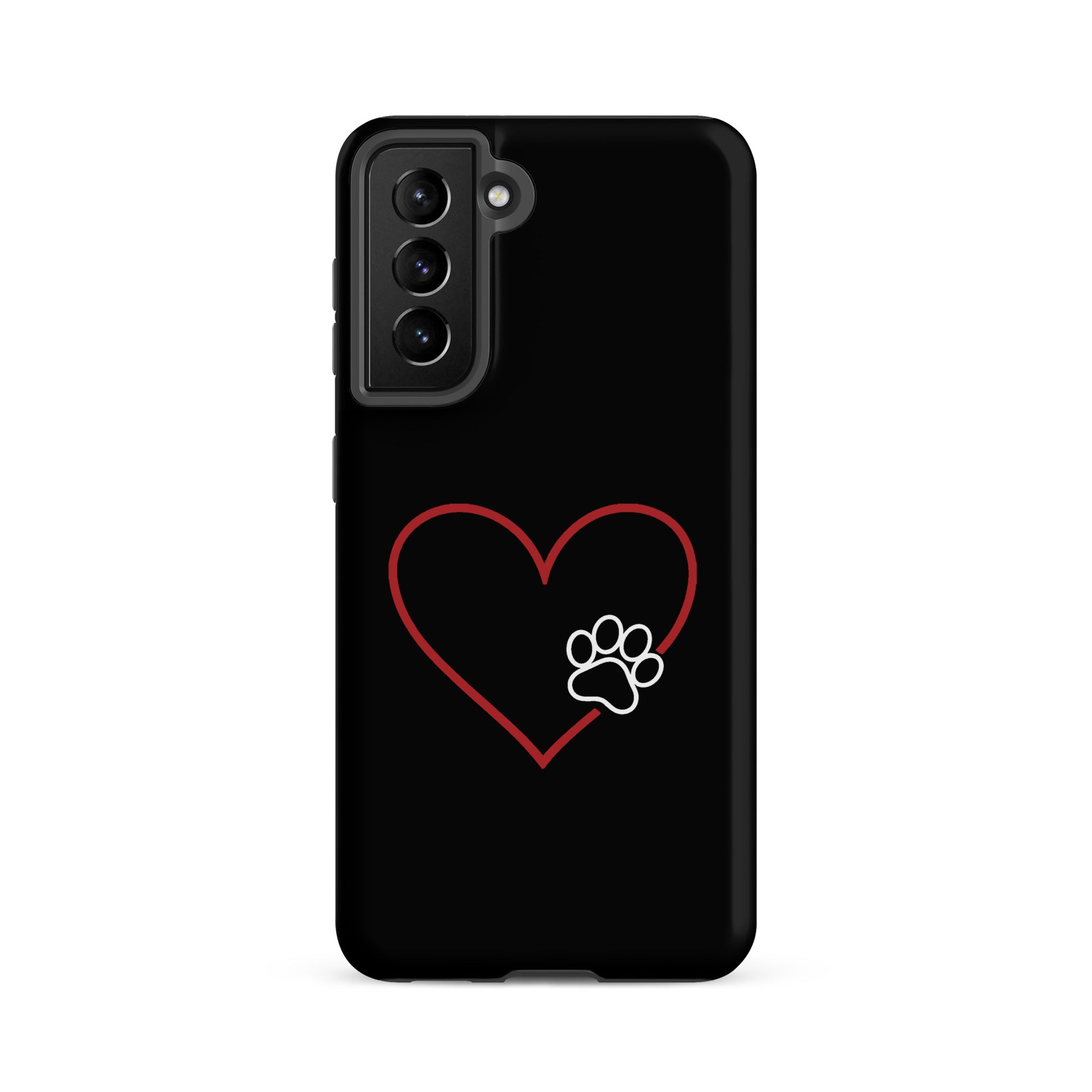 Phone Case for Samsung Galaxy with heart outline and paw print design, symbolizing loyalty and love, perfect for pet enthusiasts.