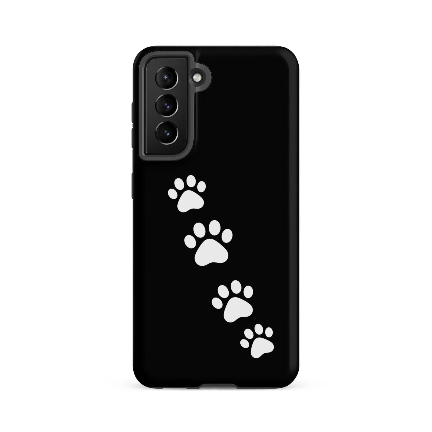 Phone case with white paw-print trail for Samsung Galaxy, perfect for playful pet lovers seeking a modern and whimsical design.