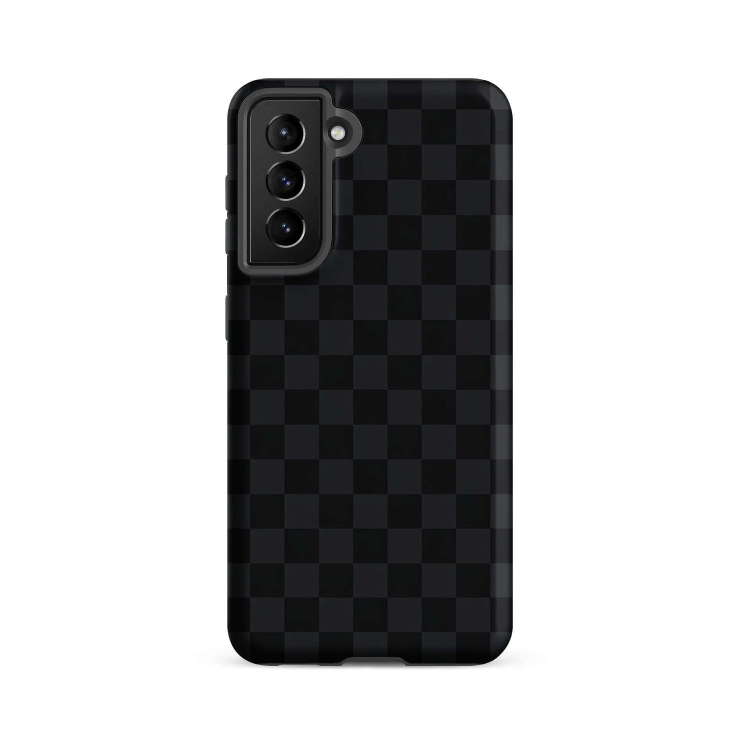 Phone Case for Samsung Galaxy with black and charcoal checkered design, sleek and modern protective accessory.