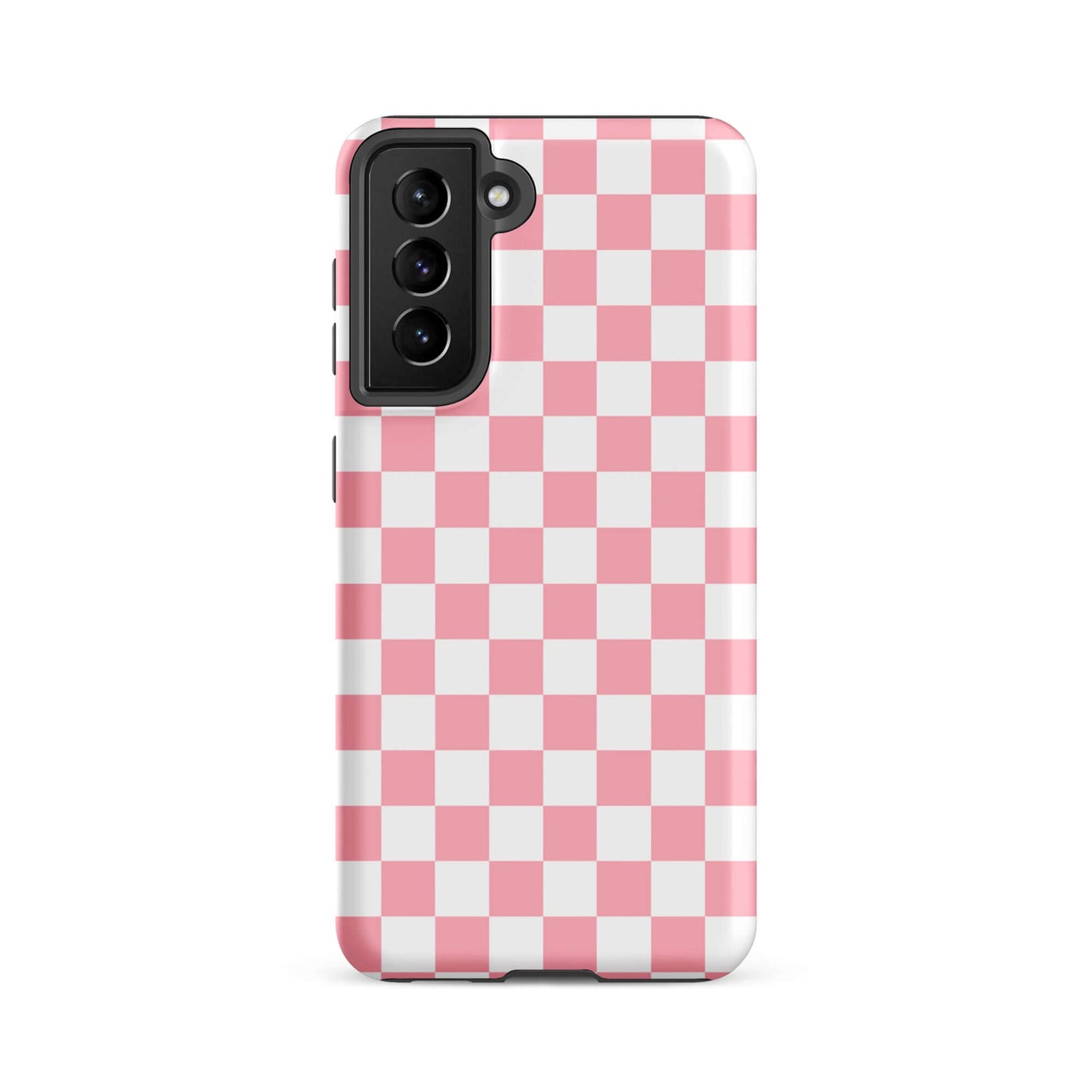 Phone Case for Samsung Galaxy with playful pink and white checkered pattern.