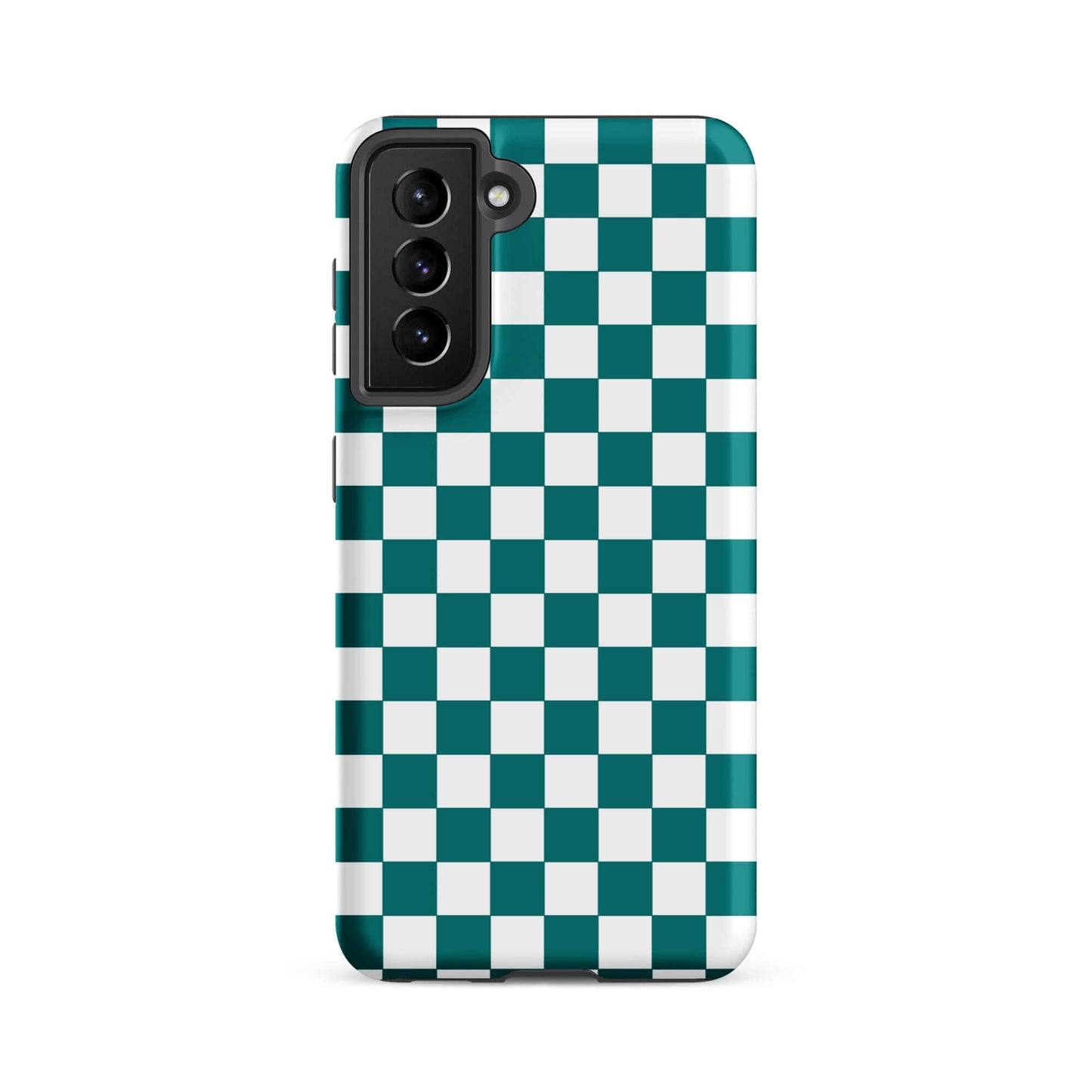 Phone Case for Samsung Galaxy with teal and white checkered design, adding style and personality to your device.