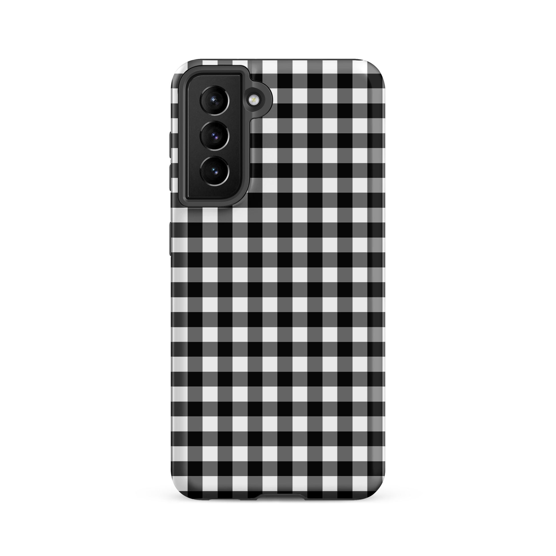 Phone Case for Samsung Galaxy with black and white gingham pattern, combining style and protection in a chic design