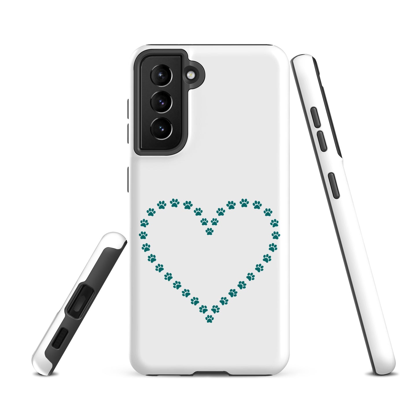 Phone Case for Samsung Galaxy with paw print heart design for pet lovers, ideal for cat and dog owners seeking protection and style.
