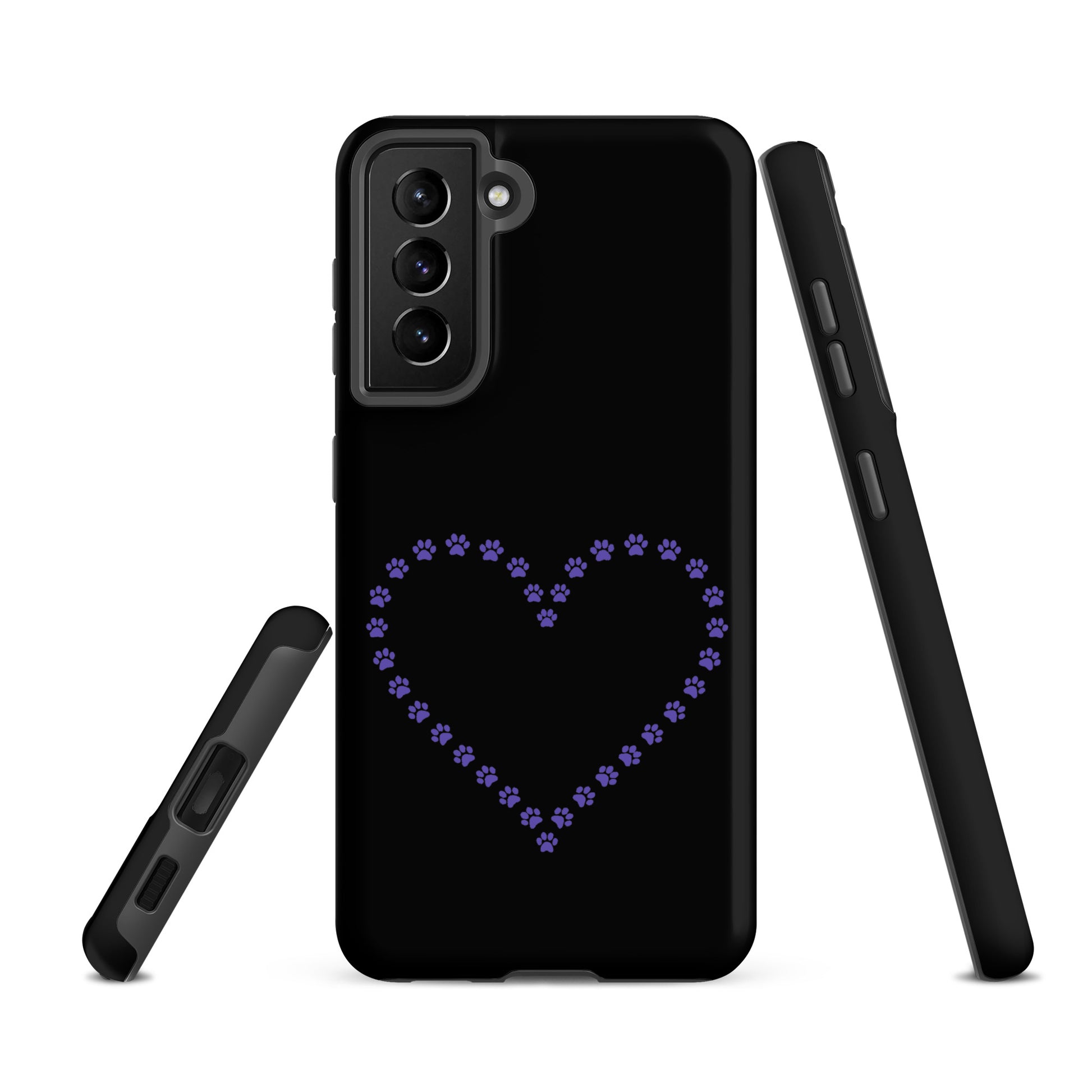 Phone Case for Samsung Galaxy with paw print heart design, perfect for cat and dog lovers, offering stylish protection and minimalistic charm.