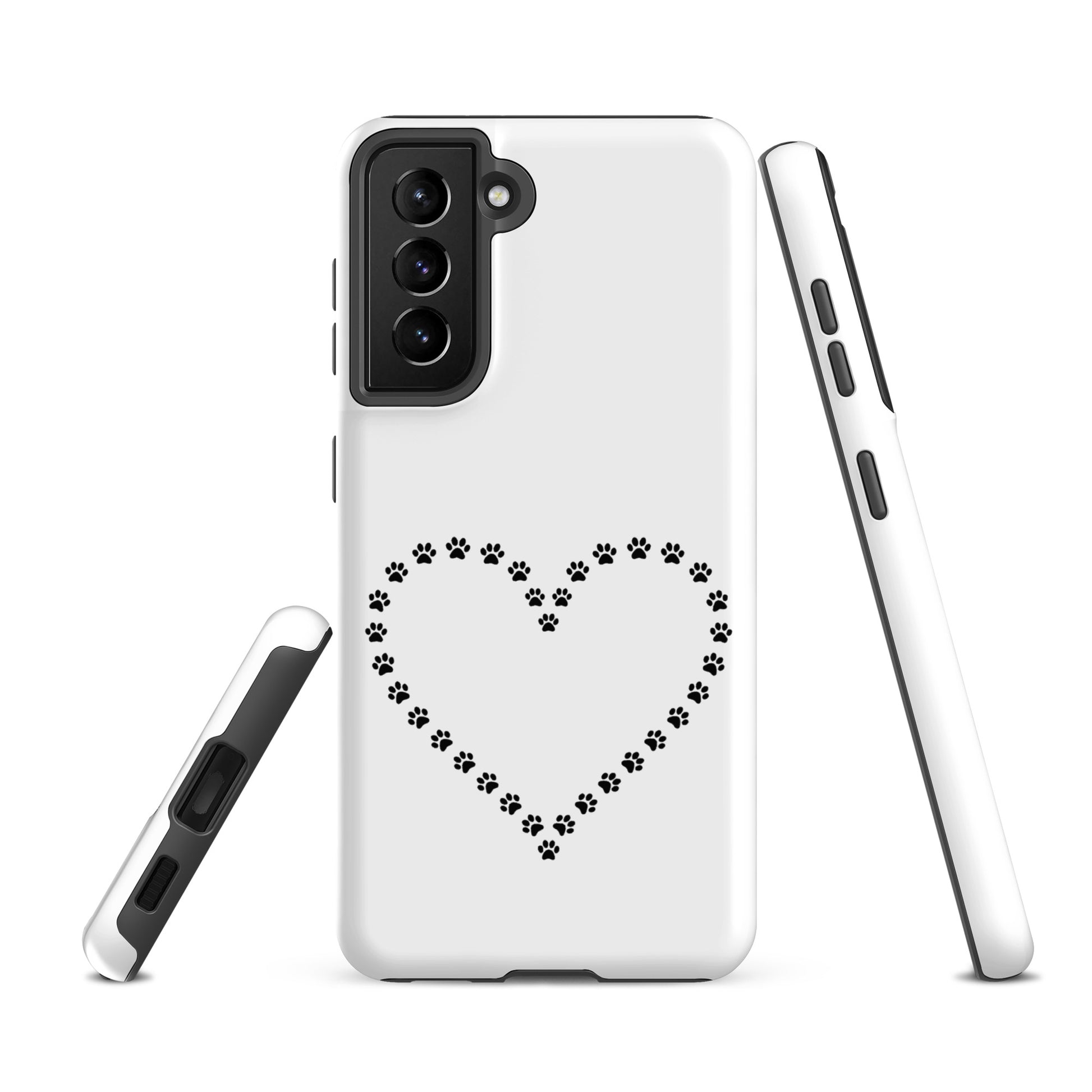 Phone Case for Samsung Galaxy with paw print heart design, ideal for pet lovers seeking protection and style with animal flair.