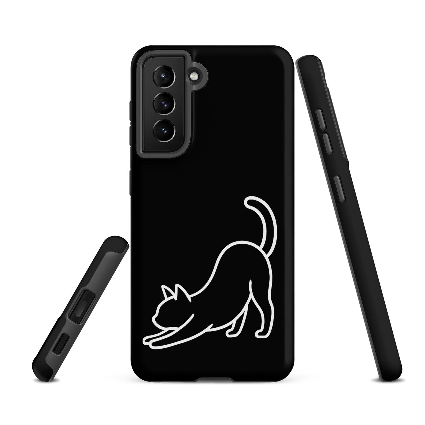 Phone Case for Samsung Galaxy with minimalist stretching cat design