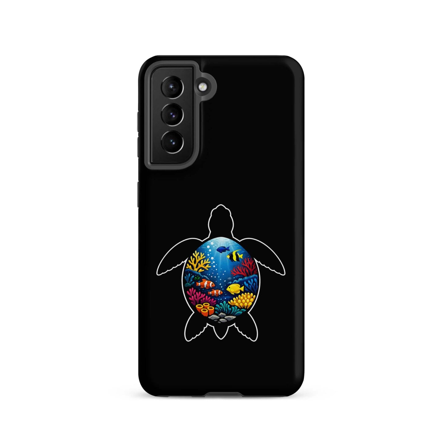 Phone case for Samsung Galaxy featuring a vibrant sea turtle reef design, perfect for marine life lovers.