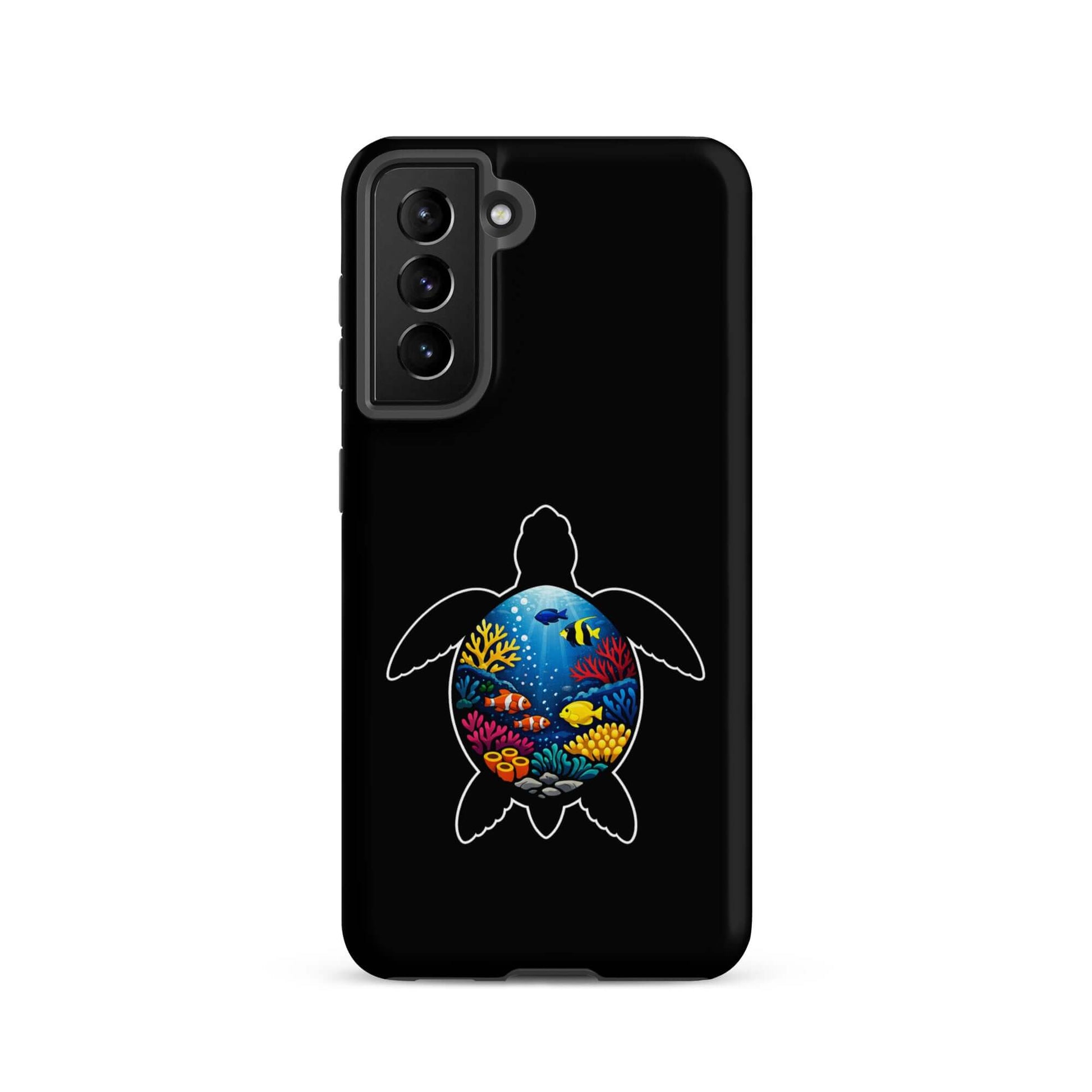 Phone case for Samsung Galaxy featuring a vibrant sea turtle reef design, perfect for marine life lovers.