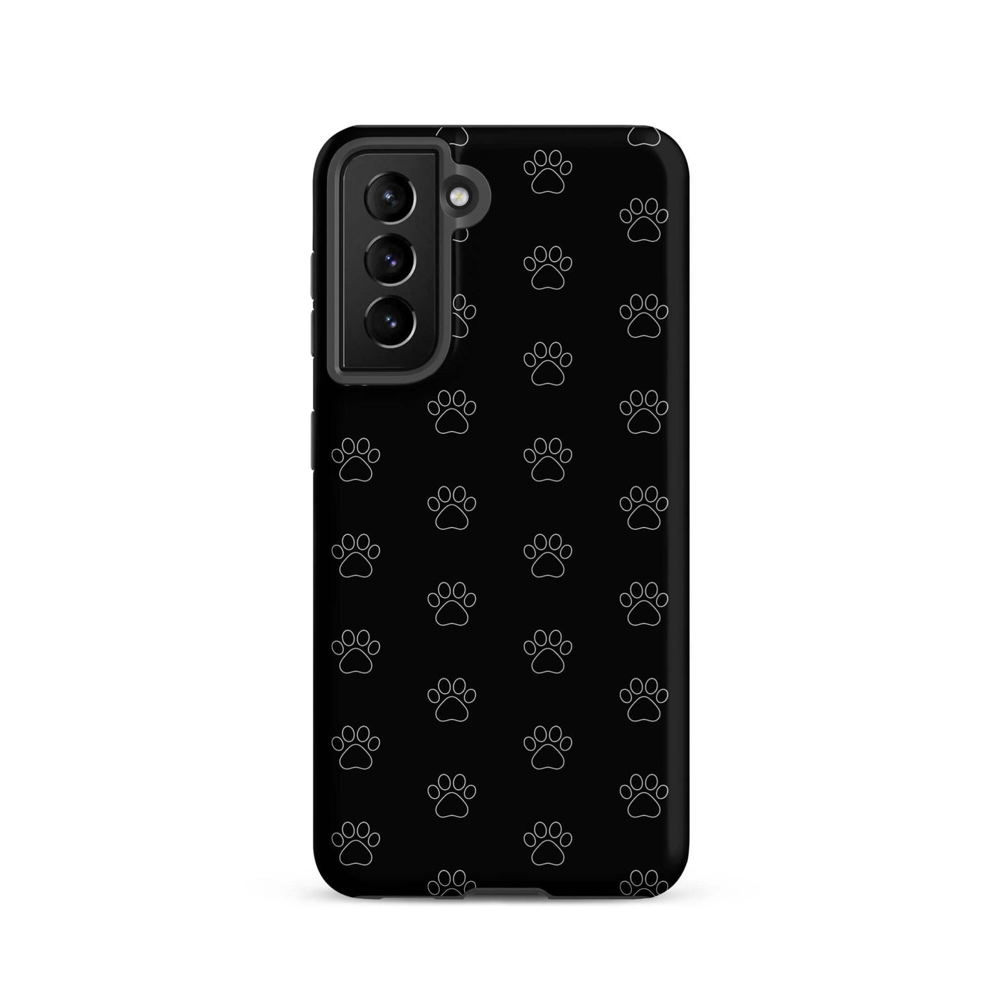 Phone Case for Samsung Galaxy featuring a black paw print pattern, stylish and perfect for pet lovers.
