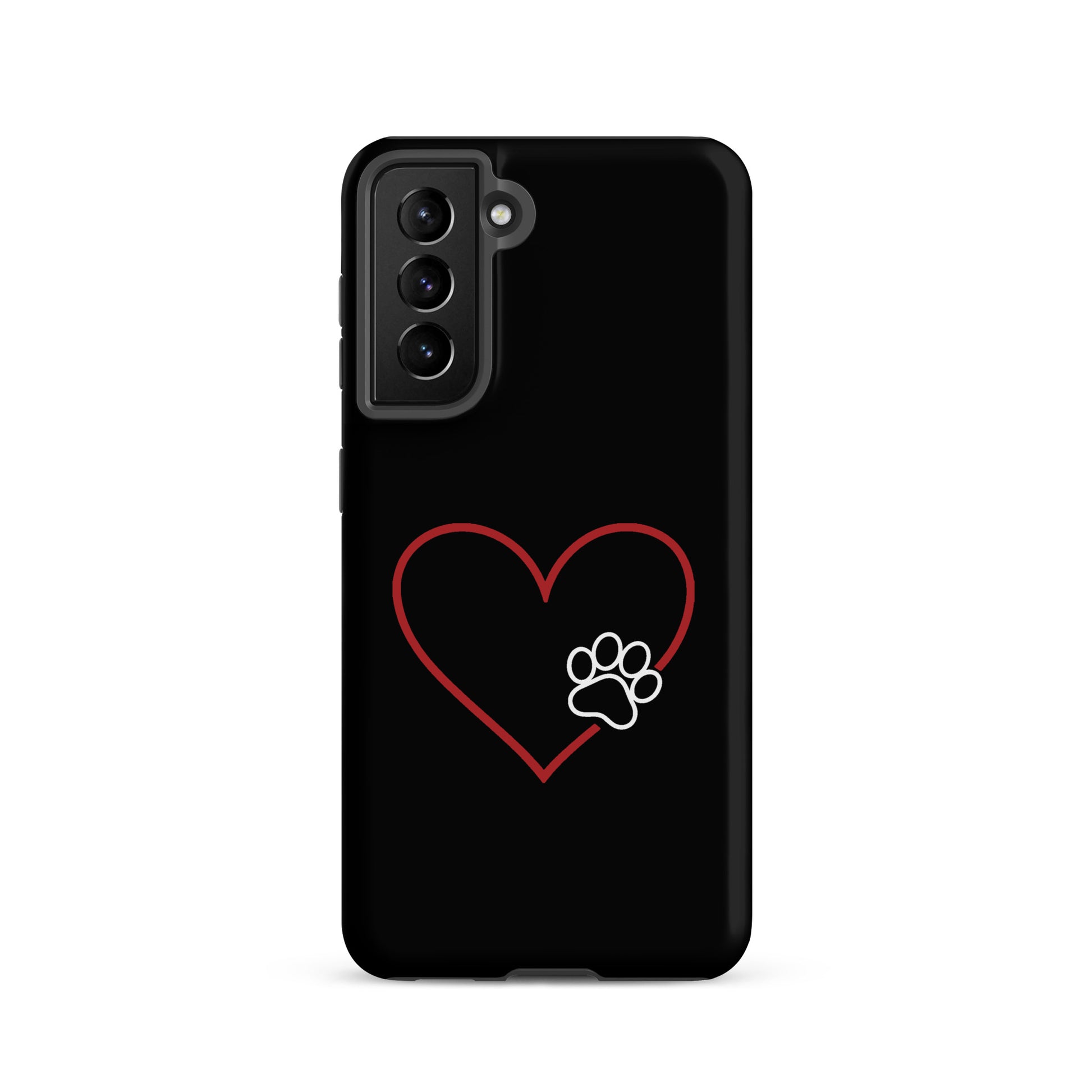 Phone Case for Samsung Galaxy with heart and paw print design, symbolizing love for pets and technology.