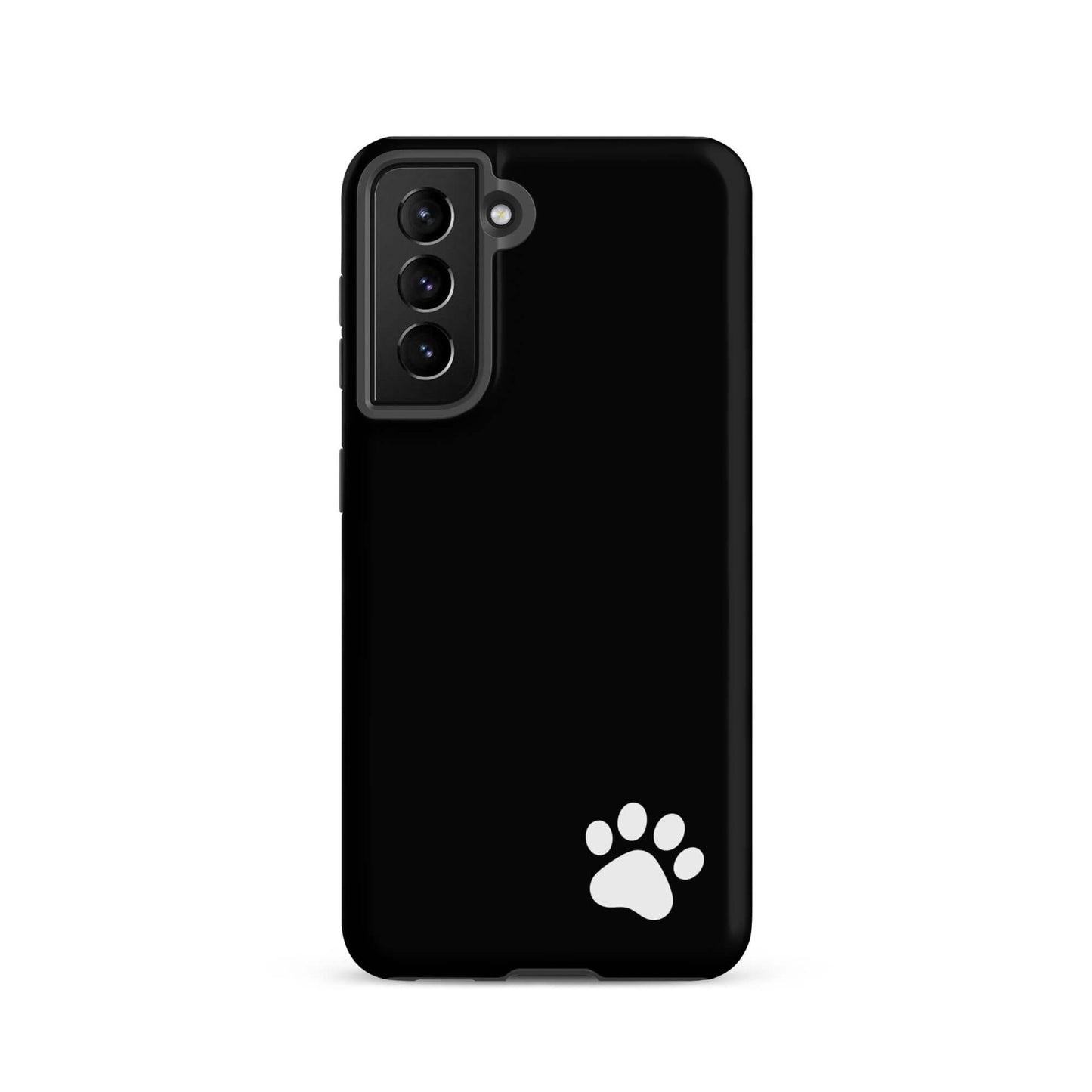 Phone Case for Samsung Galaxy with black design and white paw print