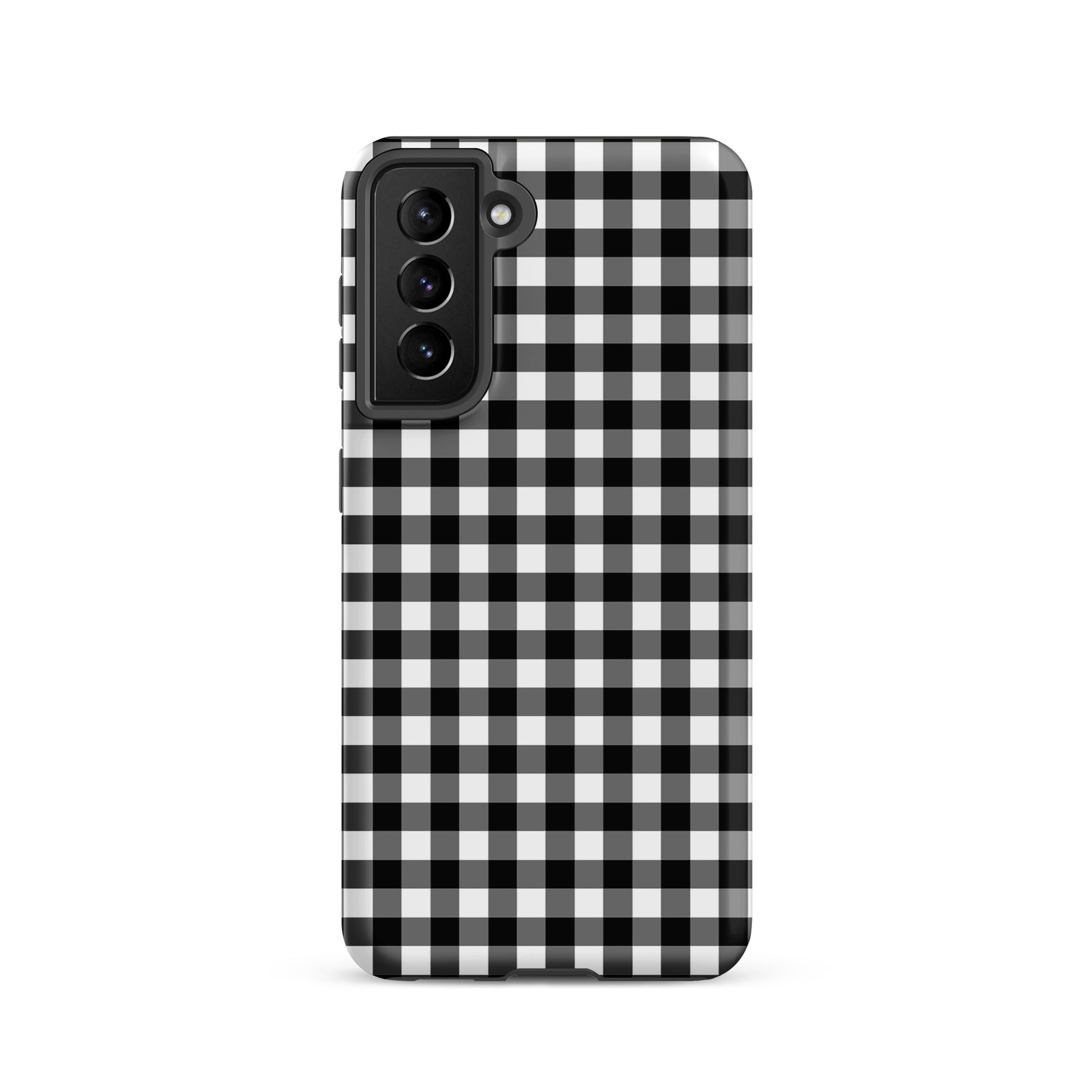 Phone Case for Samsung Galaxy with black-and-white gingham pattern, offering style and protection.