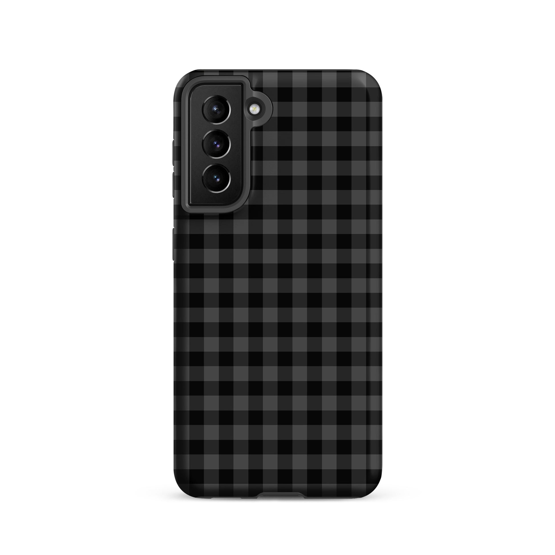 Phone Case for Samsung Galaxy with black-and-charcoal gingham pattern, stylish and durable design, perfect blend of style and protection.