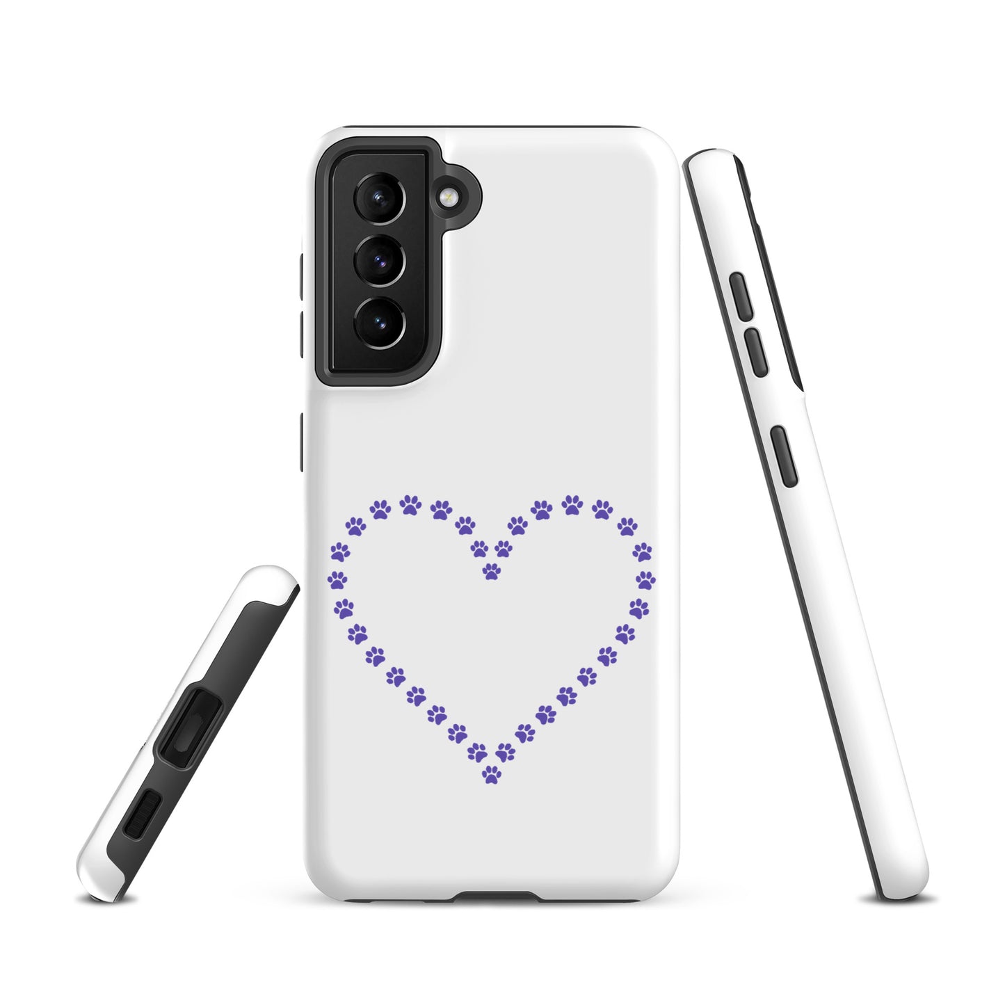Phone Case with paw print heart design for Samsung Galaxy, perfect for pet lovers and durable for everyday use.