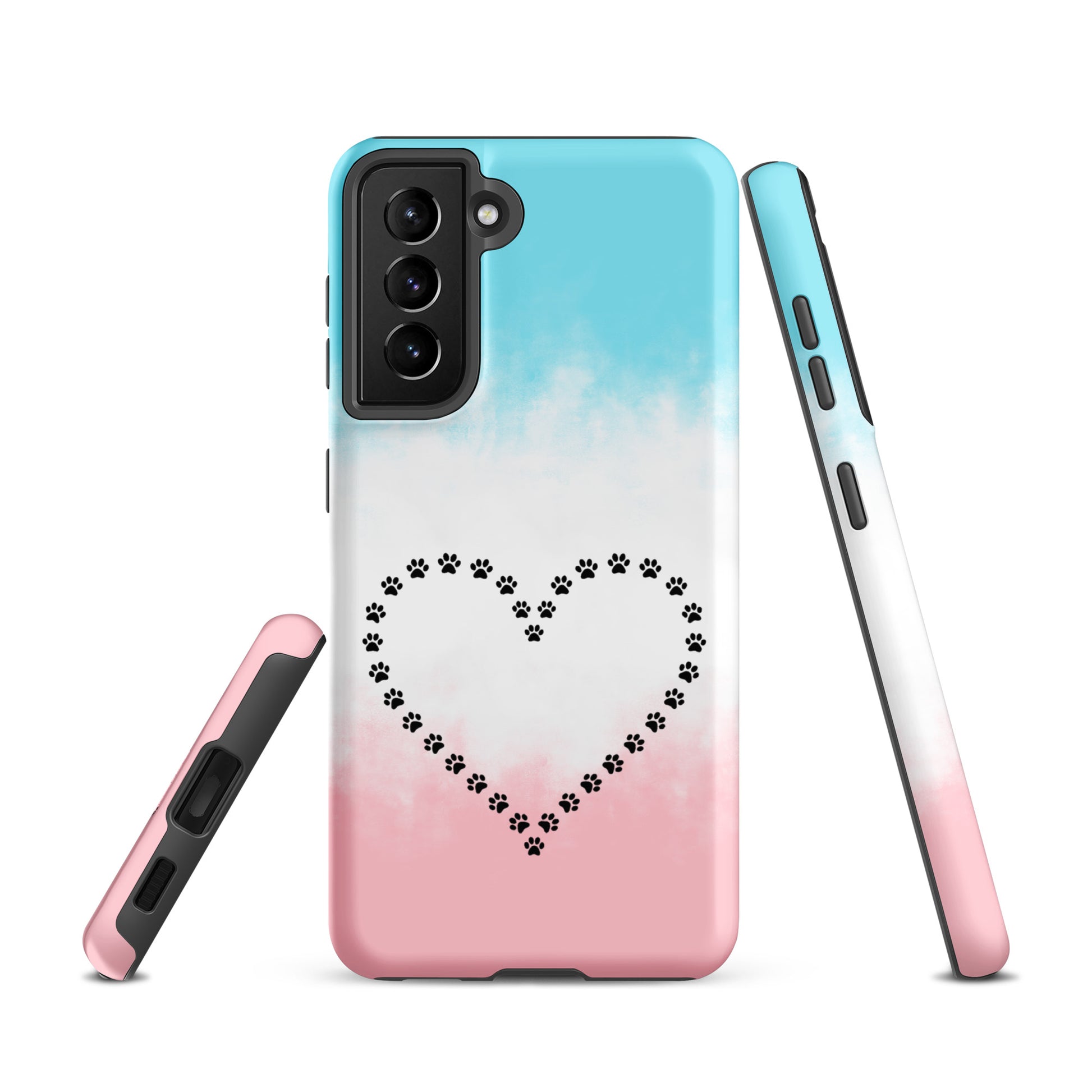 Phone Case for Samsung Galaxy with paw print heart design for pet lovers, durable protection, minimalist animal aesthetic.