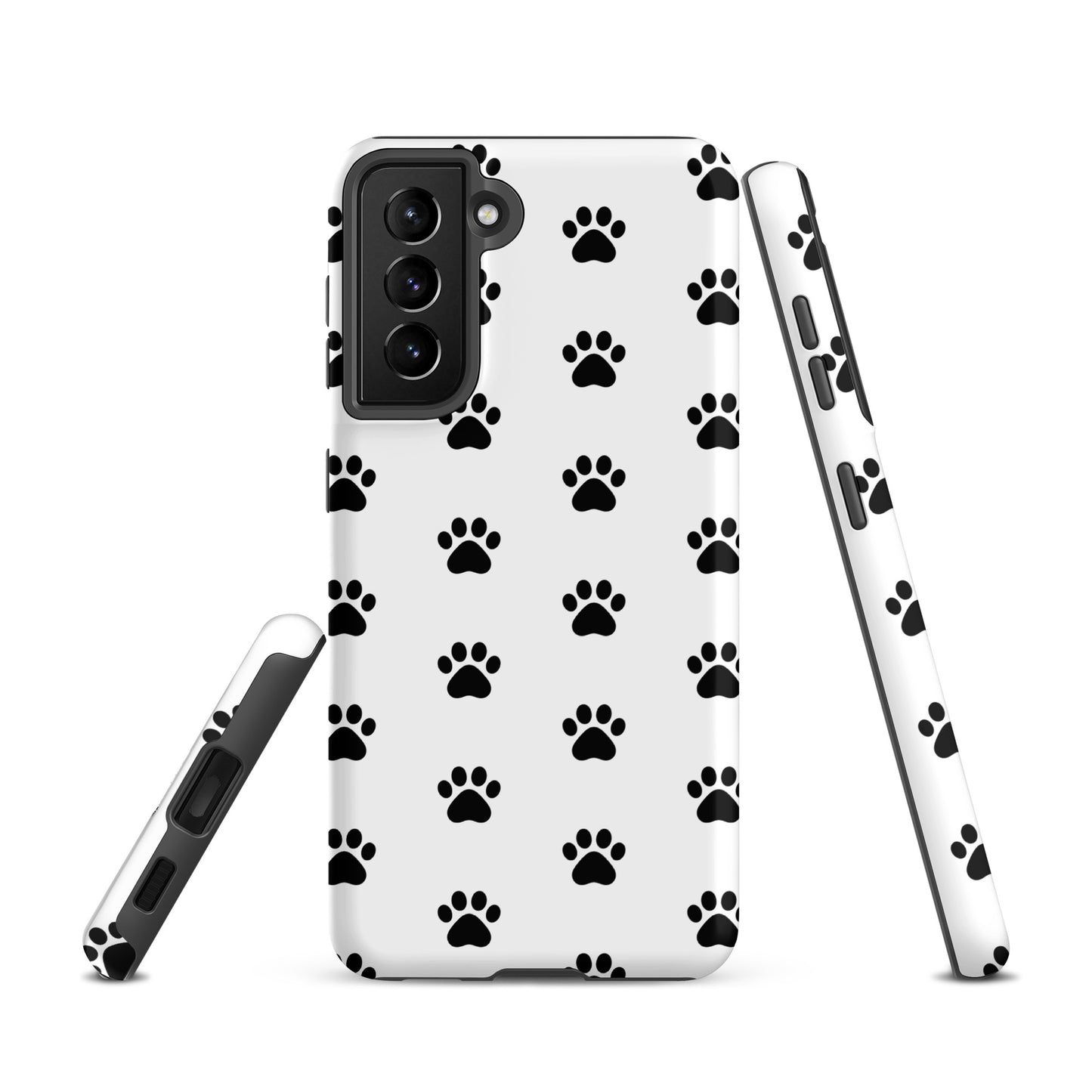 Phone Case with stylish paw print design for Samsung Galaxy, perfect for pet lovers of cats and dogs, featuring a minimalist pattern.