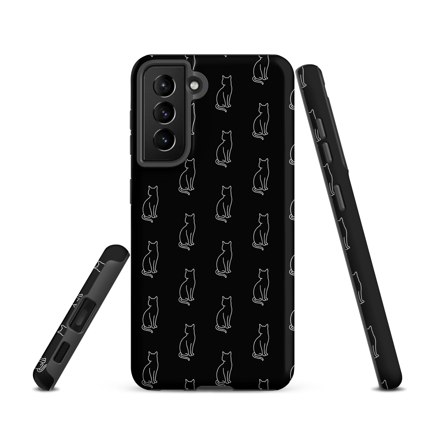 Phone Case with sitting cat pattern for Samsung Galaxy, perfect for feline fans with minimalist design and protective cover appeal.
