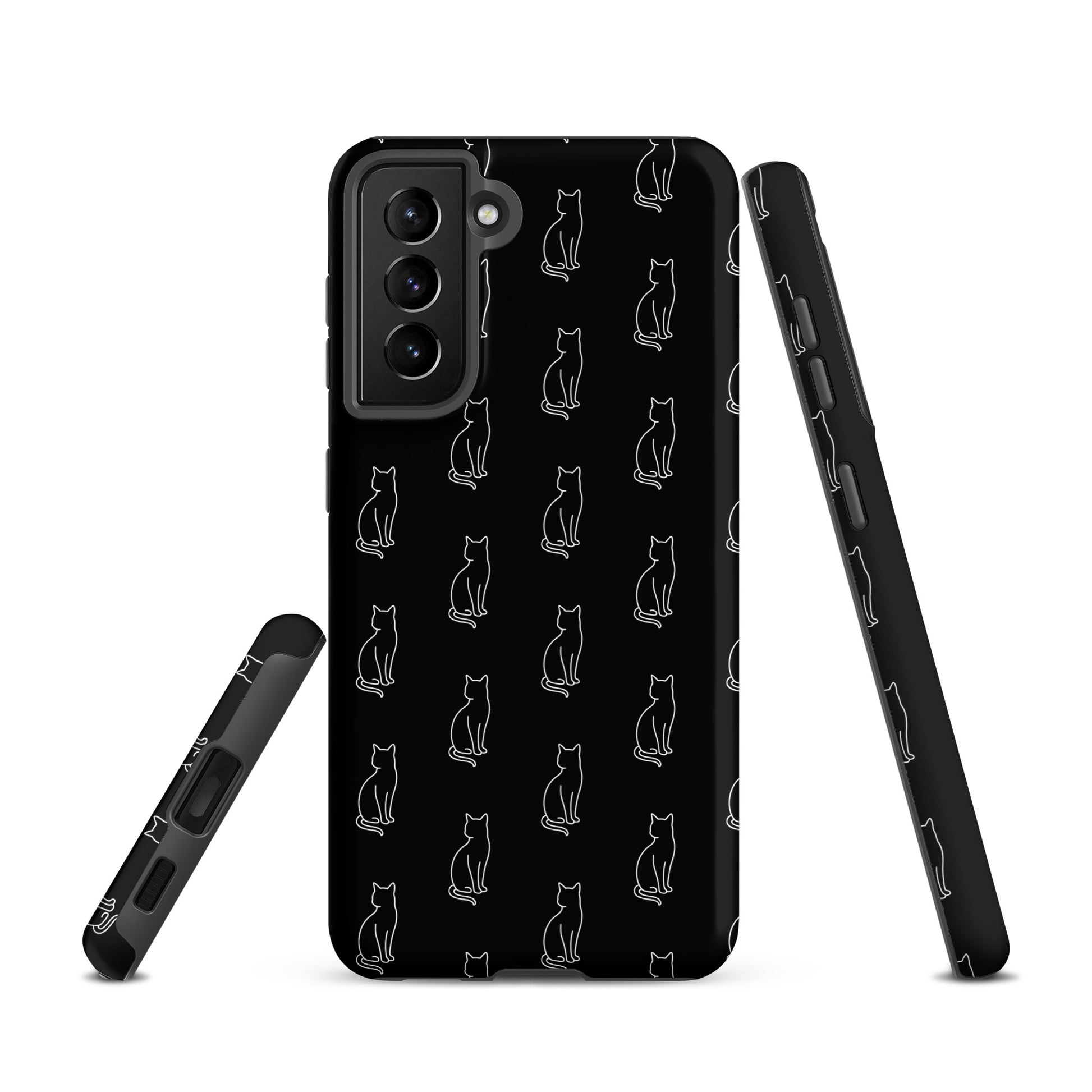 Phone Case with sitting cat pattern for Samsung Galaxy, perfect for feline fans with minimalist design and protective cover appeal.