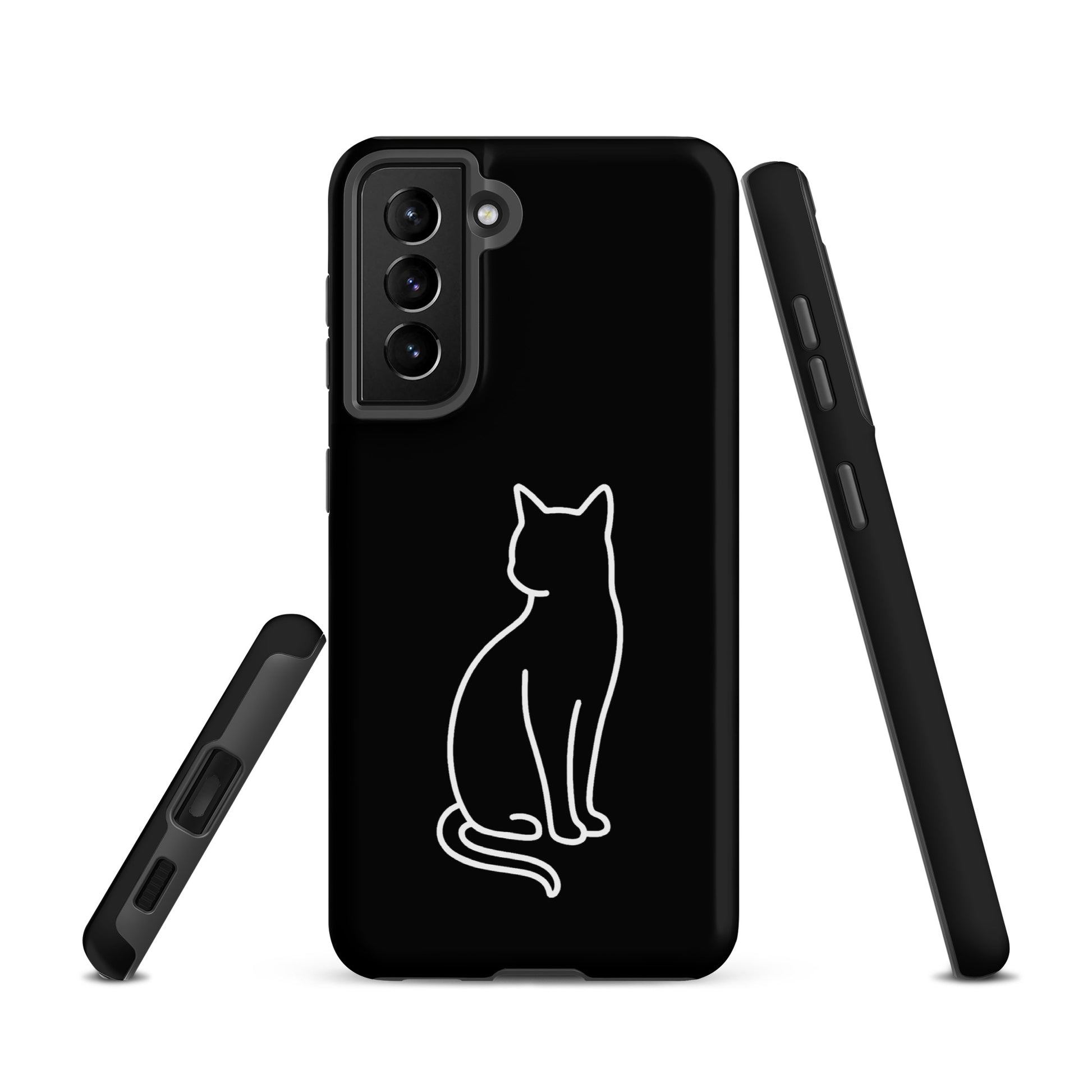 Phone Case for Samsung Galaxy with minimalist cat design, stylish and durable, ideal for modern pet lovers seeking protection and art.