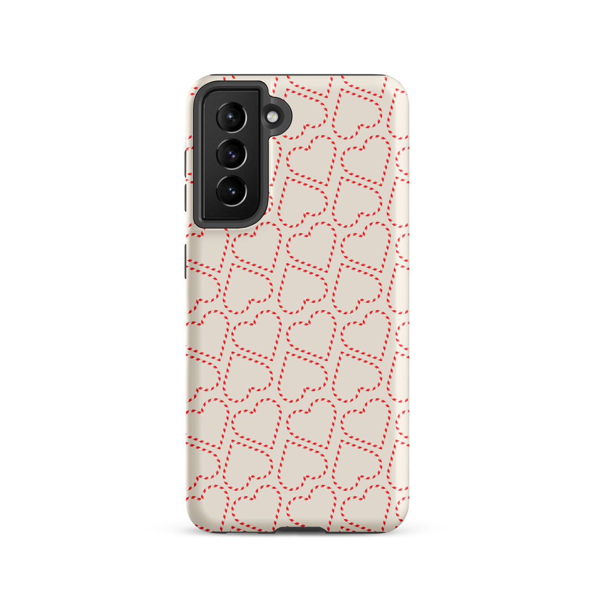 Phone Case for Samsung Galaxy with candy cane heart pattern, ideal for holiday flair.