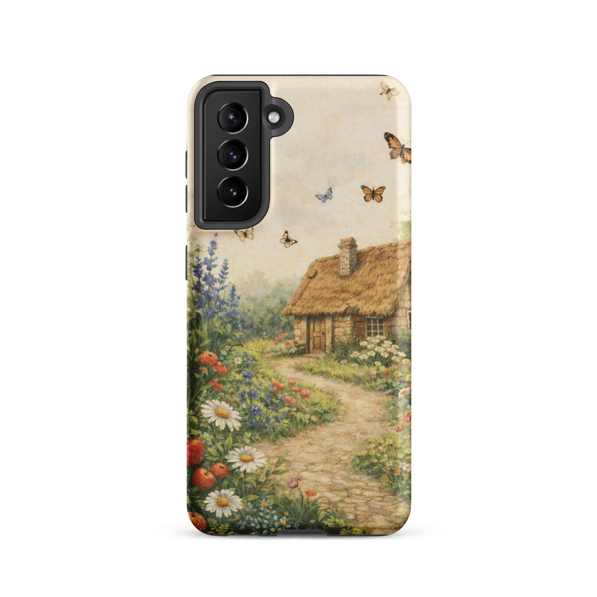 Phone Case for Samsung Galaxy with cozy cottage and vibrant garden design