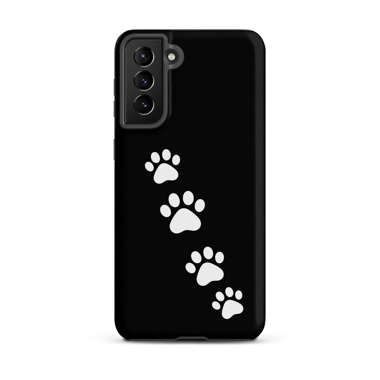 Phone case with white paw-print trail design for Samsung Galaxy