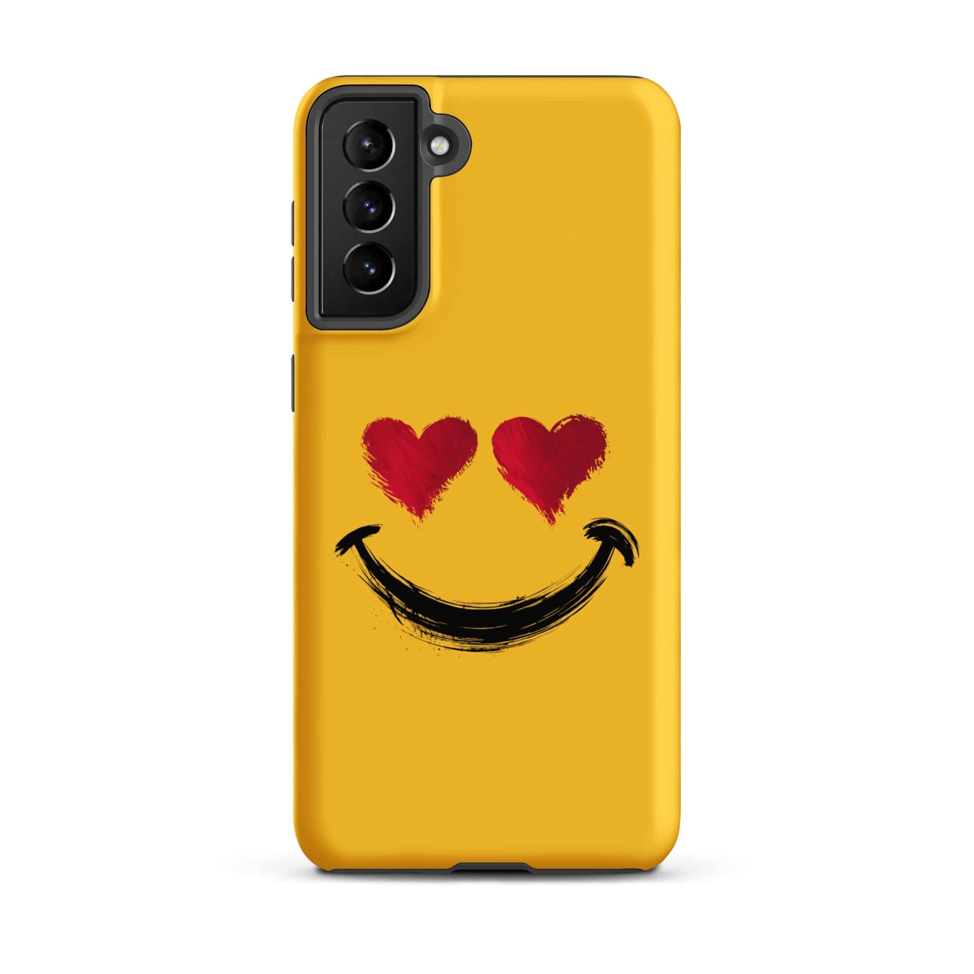 Phone Case for Samsung Galaxy with heart-eyes smiley design, bold style, playful and artistic accessory.