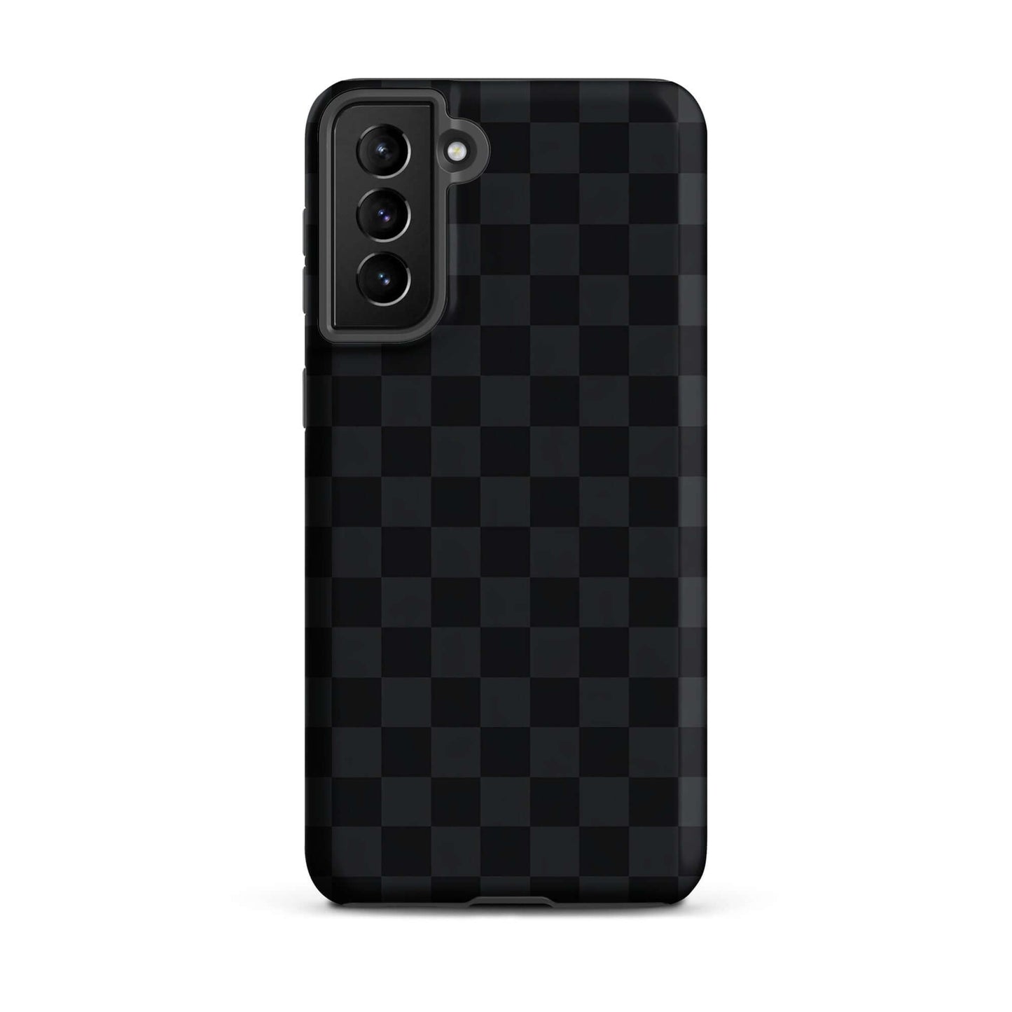 Phone Case with black and charcoal checkered design for Samsung Galaxy, offering sleek protection and modern style.