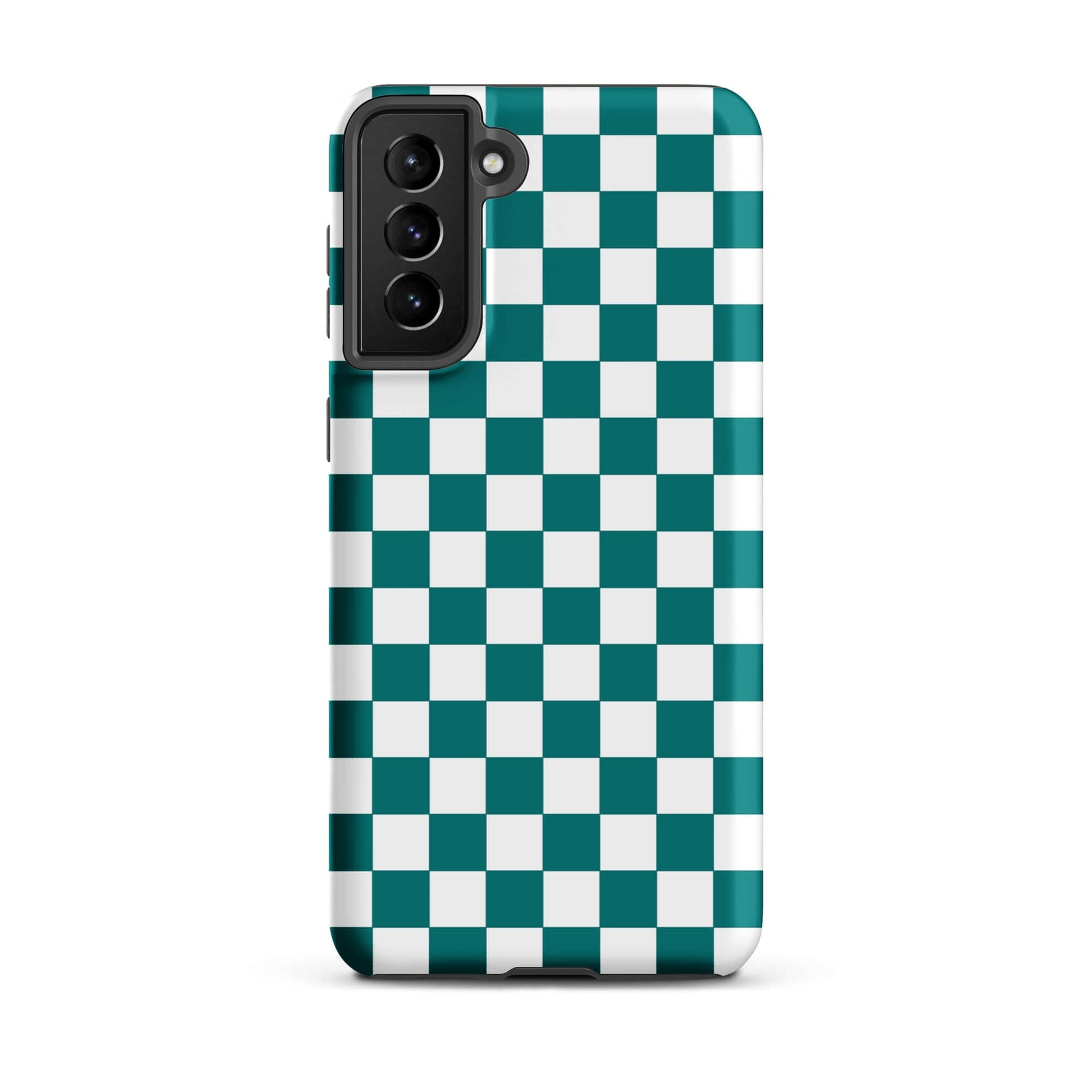 Phone Case for Samsung Galaxy with teal and white checkered design, adding a playful personality and style to your device.