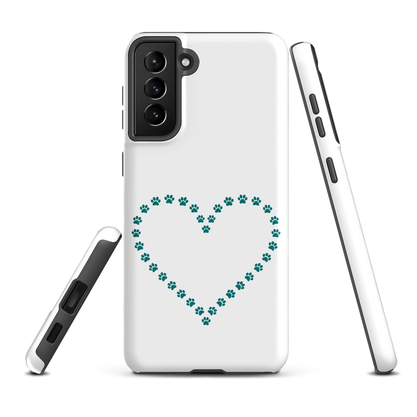 Phone Case for Samsung Galaxy with heart-shaped paw print design, ideal for pet lovers and cat or dog enthusiasts.