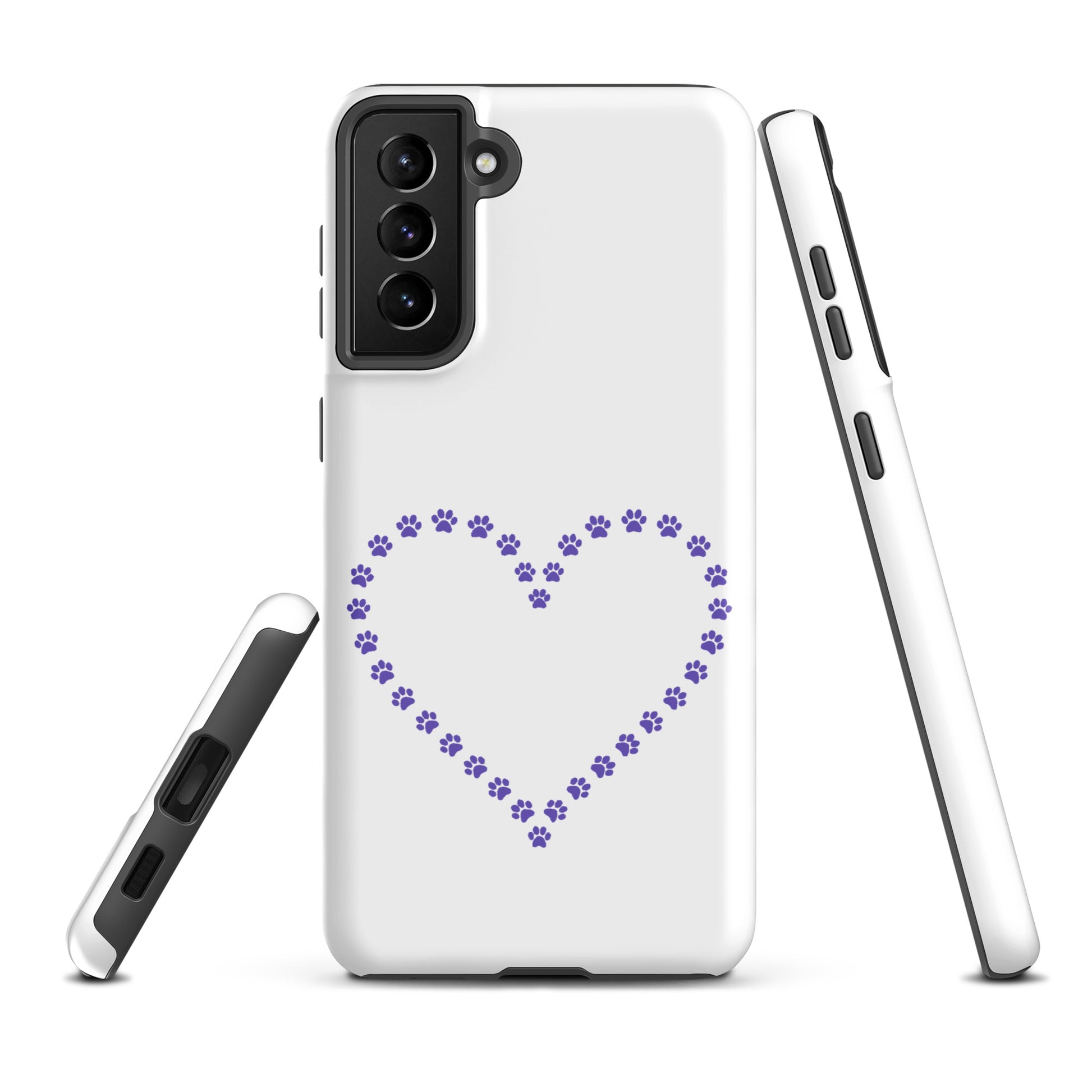 Phone Case for Samsung Galaxy with paw print heart design for pet lovers, featuring durable protection and minimalist charm.