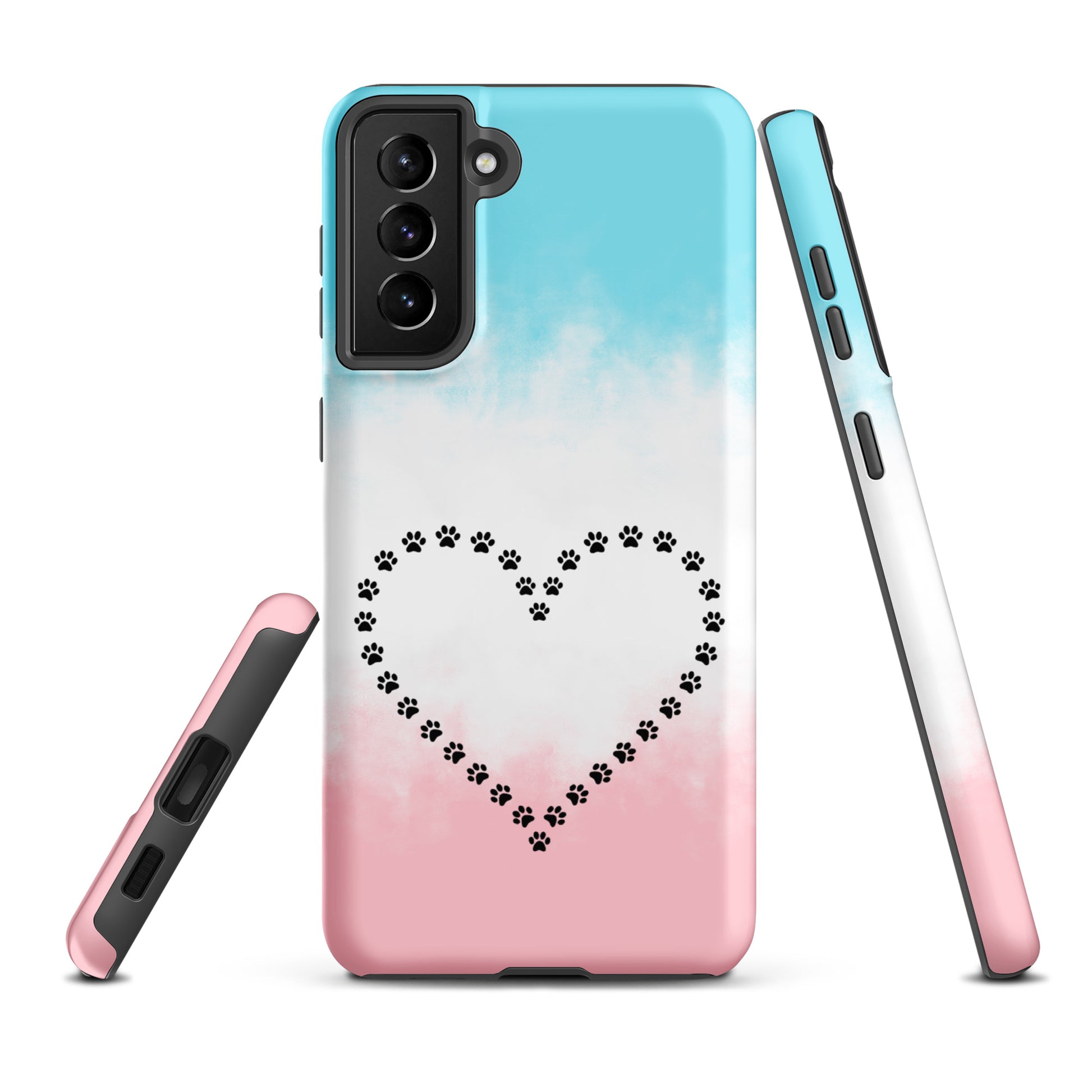Phone Case for Samsung Galaxy with paw print heart design, perfect for pet lovers seeking style and protection.