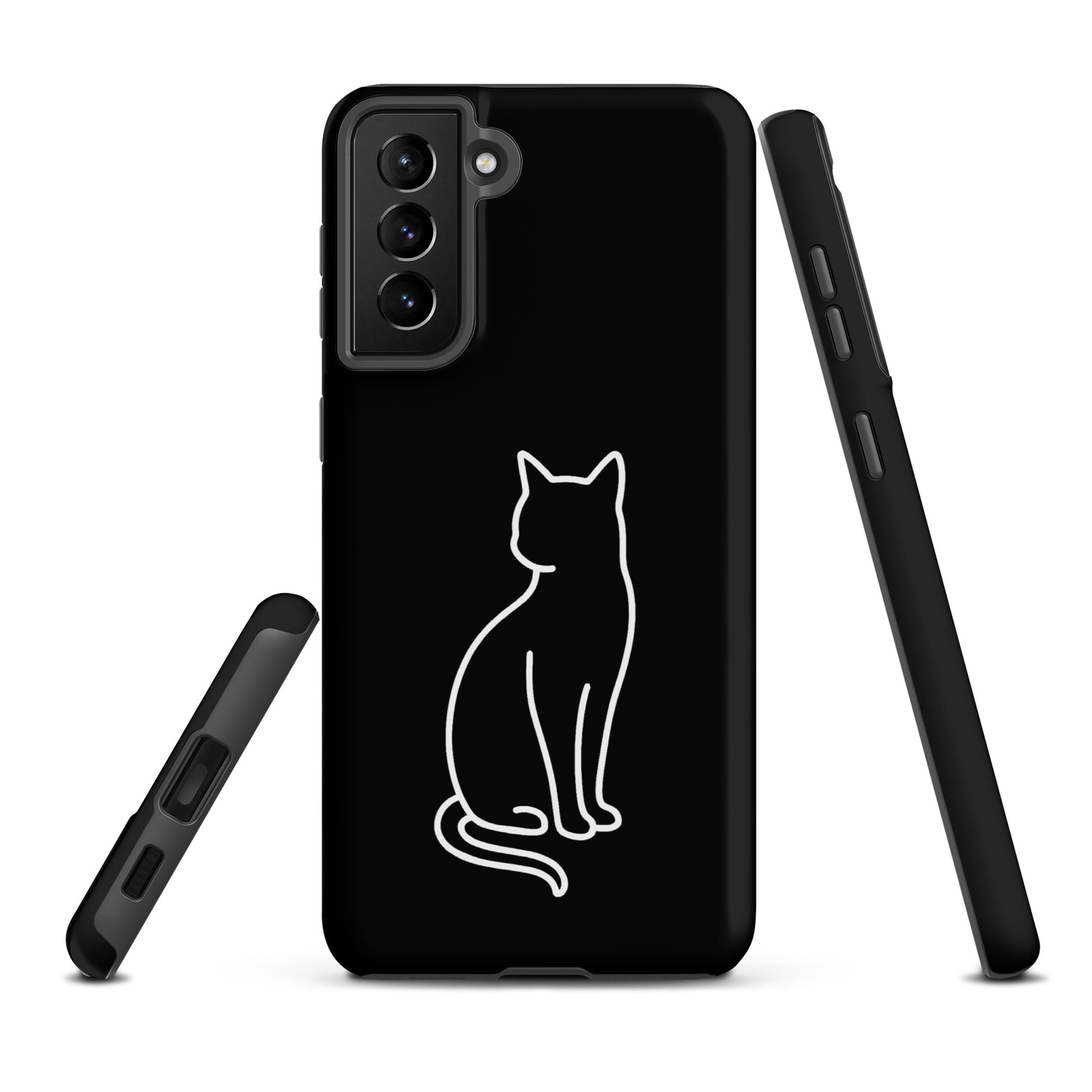 Phone Case with minimalist cat design for Samsung Galaxy, perfect for modern pet lovers seeking chic, durable device protection.