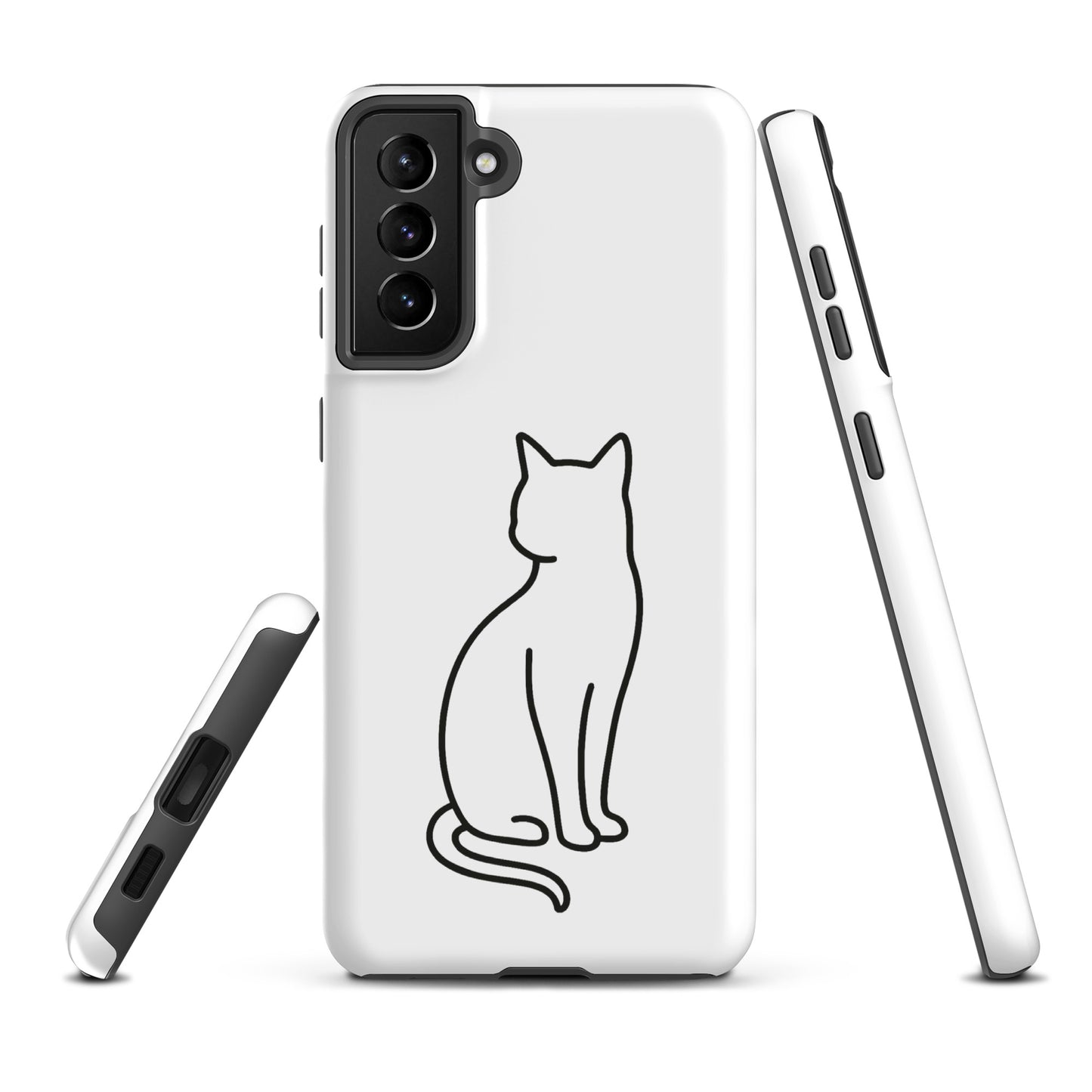 Phone Case for Samsung Galaxy with minimalist sitting cat design, perfect for modern pet lovers seeking style and protection.