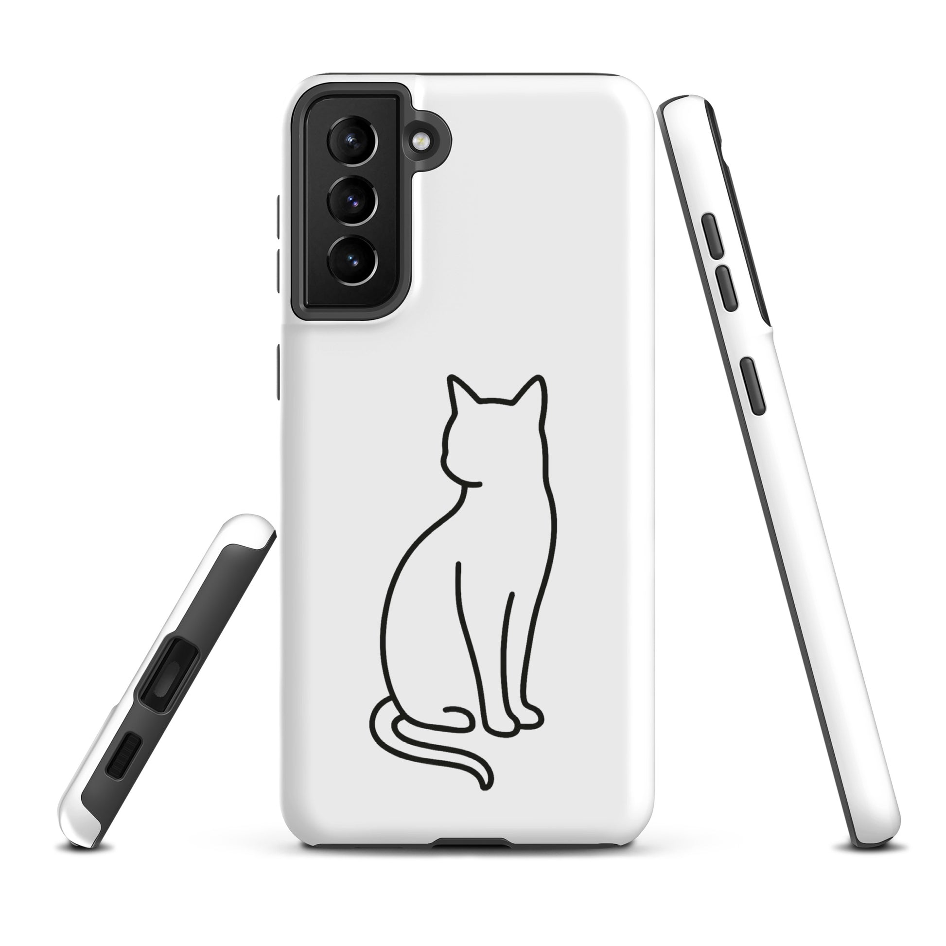 Phone Case for Samsung Galaxy with minimalist sitting cat design, perfect for modern pet lovers seeking style and protection.