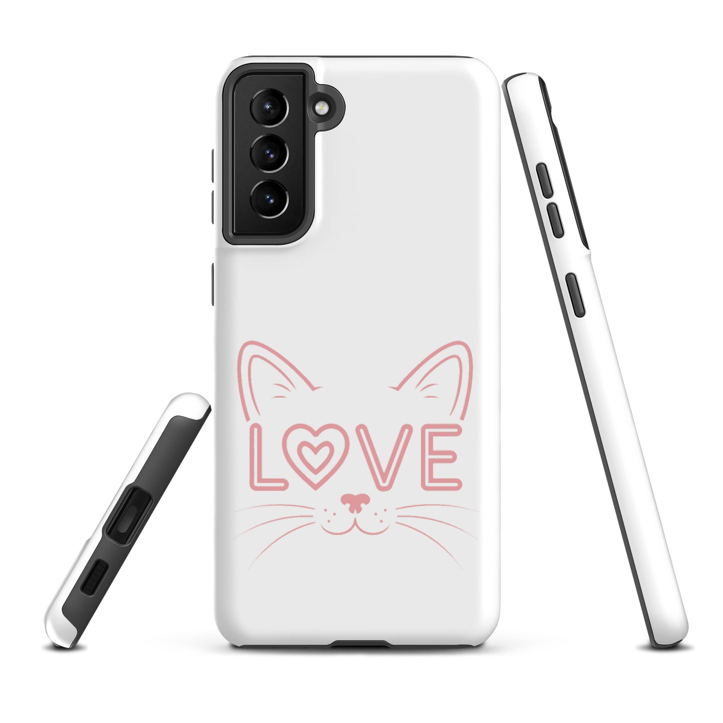 Cat Love phone case for Samsung Galaxy with minimalist cat face design