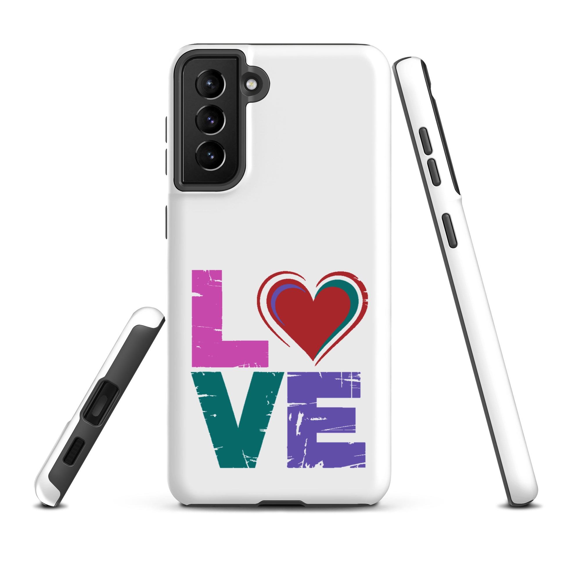 Phone Case Love Dual Layer with heart design for Samsung Galaxy phones