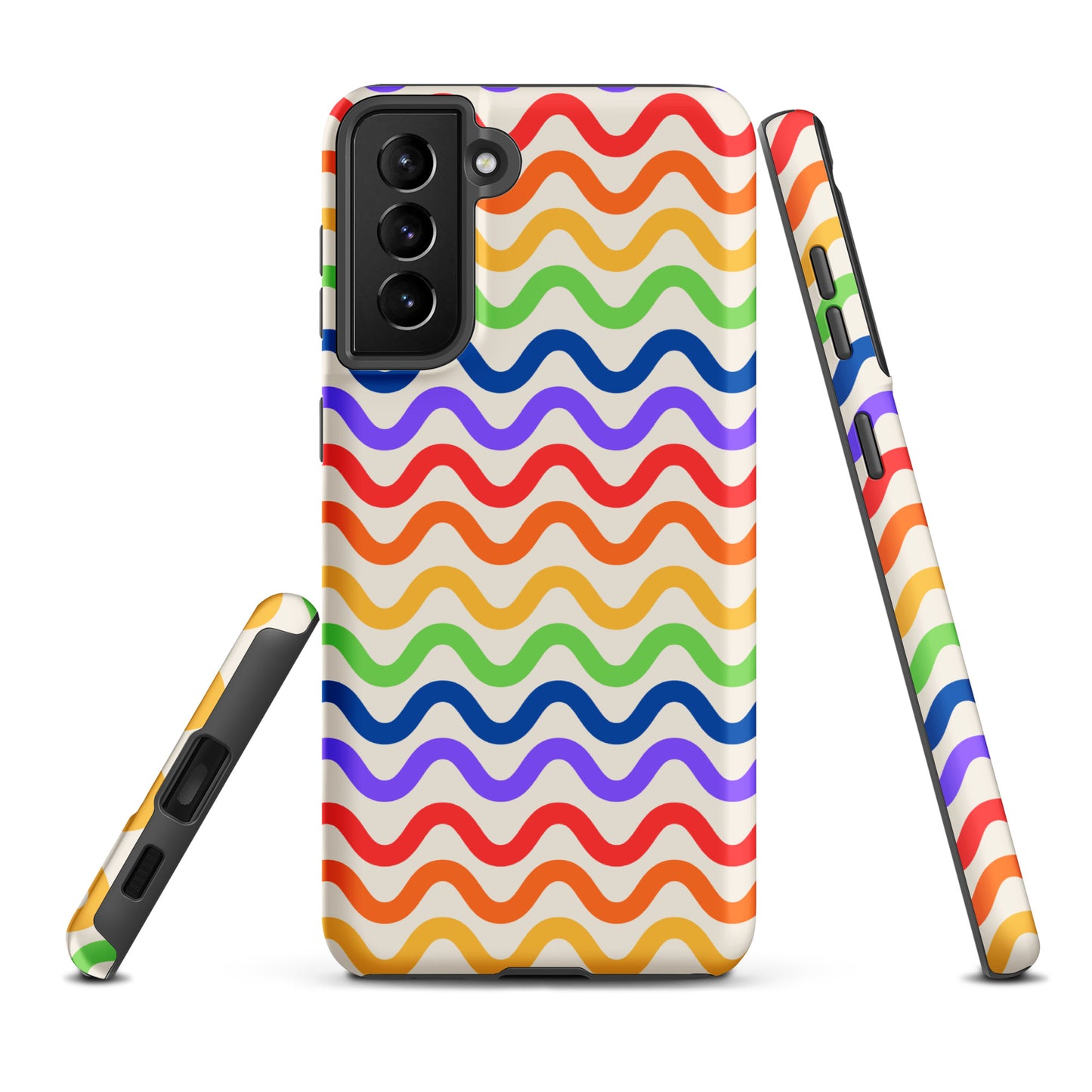 Phone Case for Samsung Galaxy with wavy rainbow design providing vibrant style and strong protection