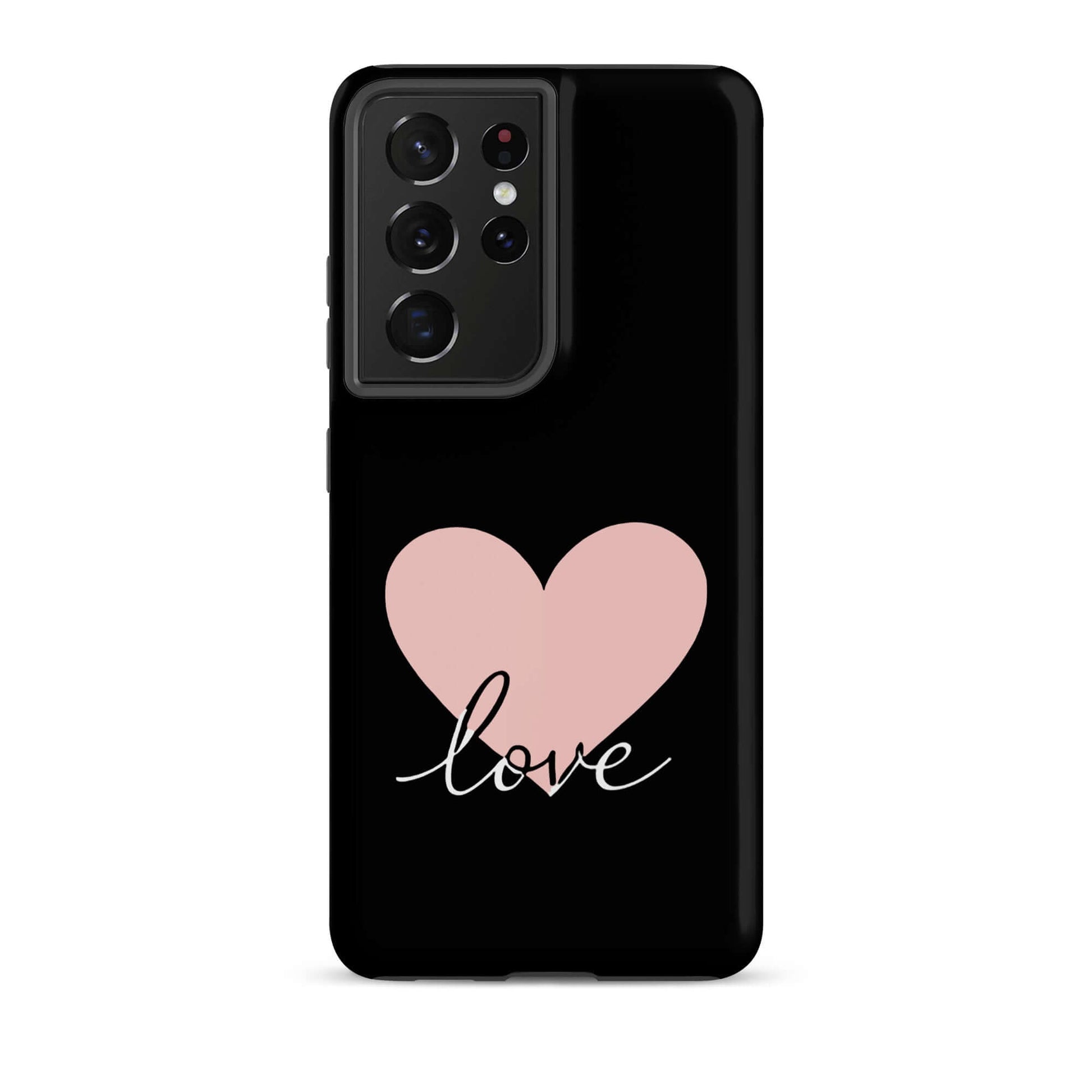 Phone Case Samsung Galaxy with heart and love script design, offering stylish protection.