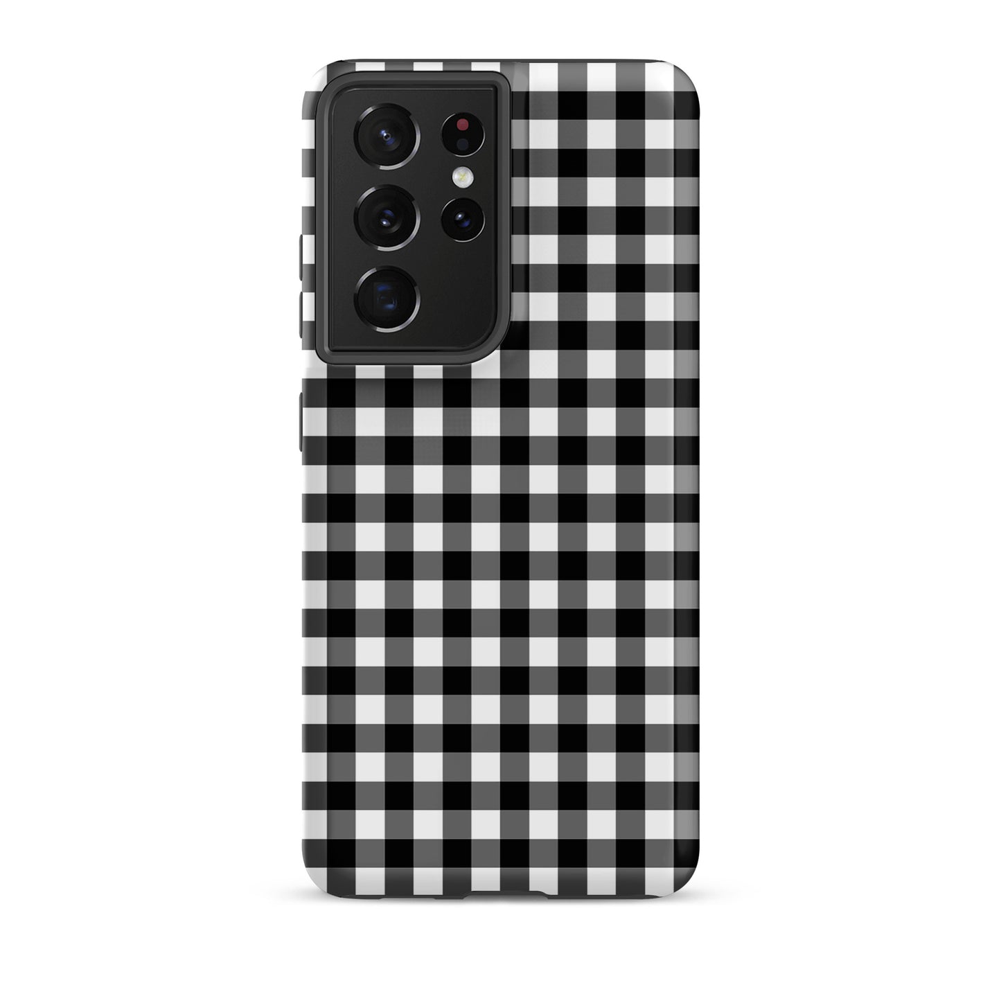 Phone Case for Samsung Galaxy with black-and-white gingham pattern, offering style and protection.