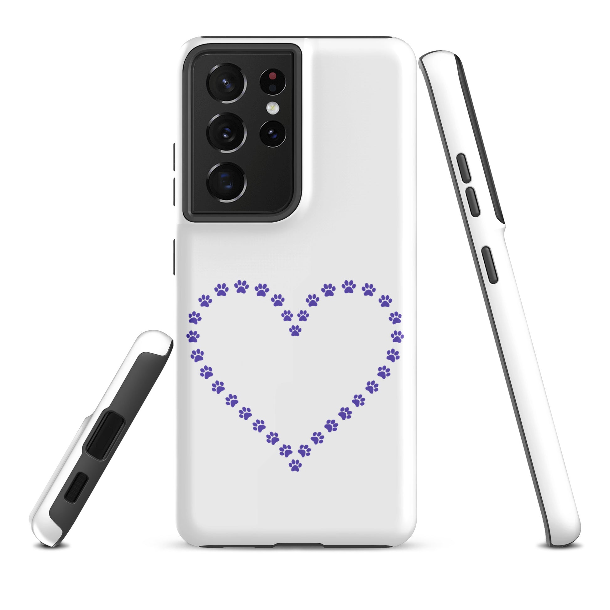 Phone Case for Samsung Galaxy with paw print heart design, perfect for pet lovers seeking cute and durable protection.