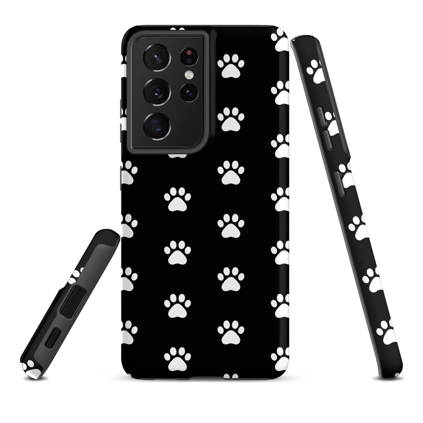 Phone Case for Samsung Galaxy with stylish paw print design for pet lovers, featuring minimalist cat and dog paw patterns.