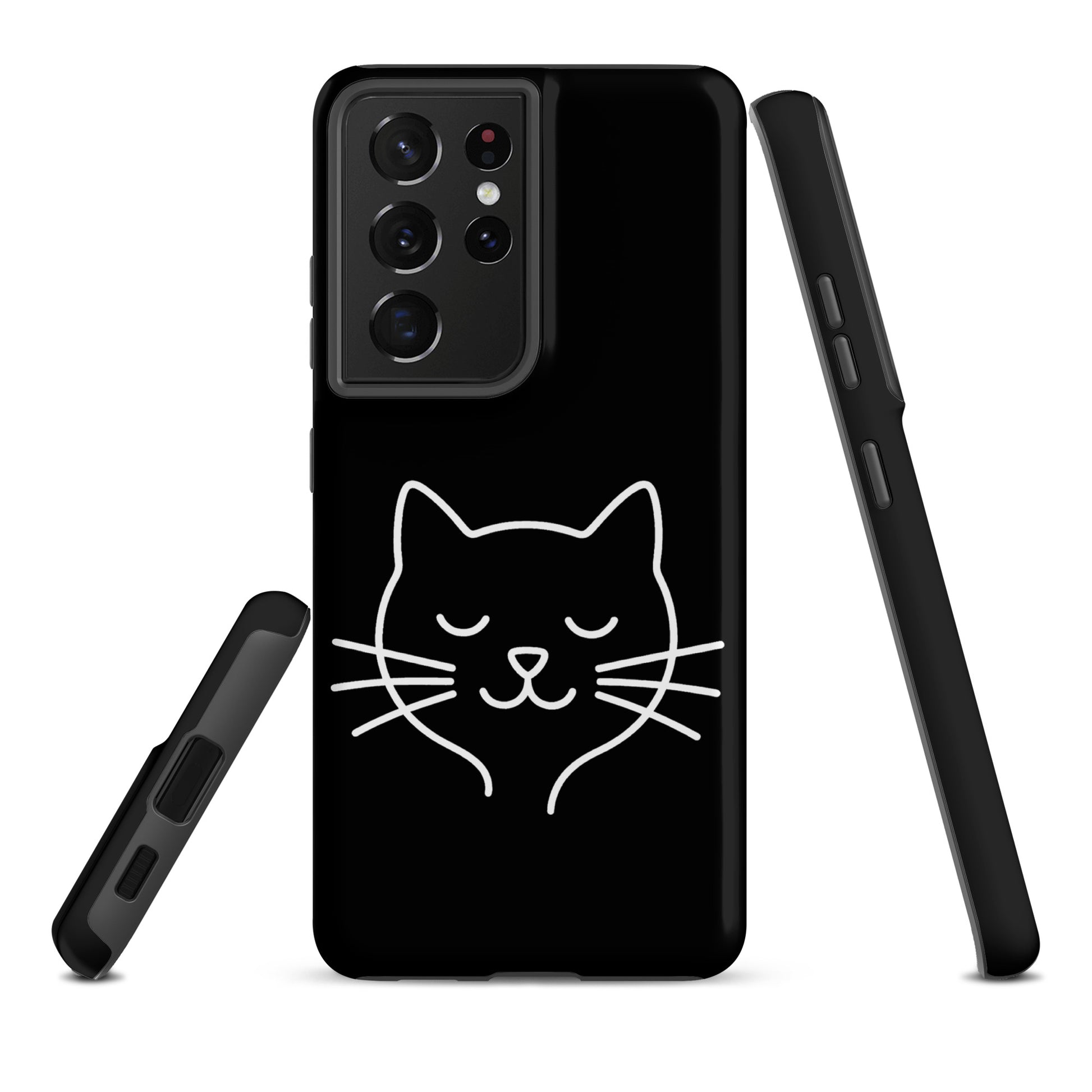 Phone Case for Samsung Galaxy with cute minimalist cat line art design, perfect for cat lovers seeking style and protection.