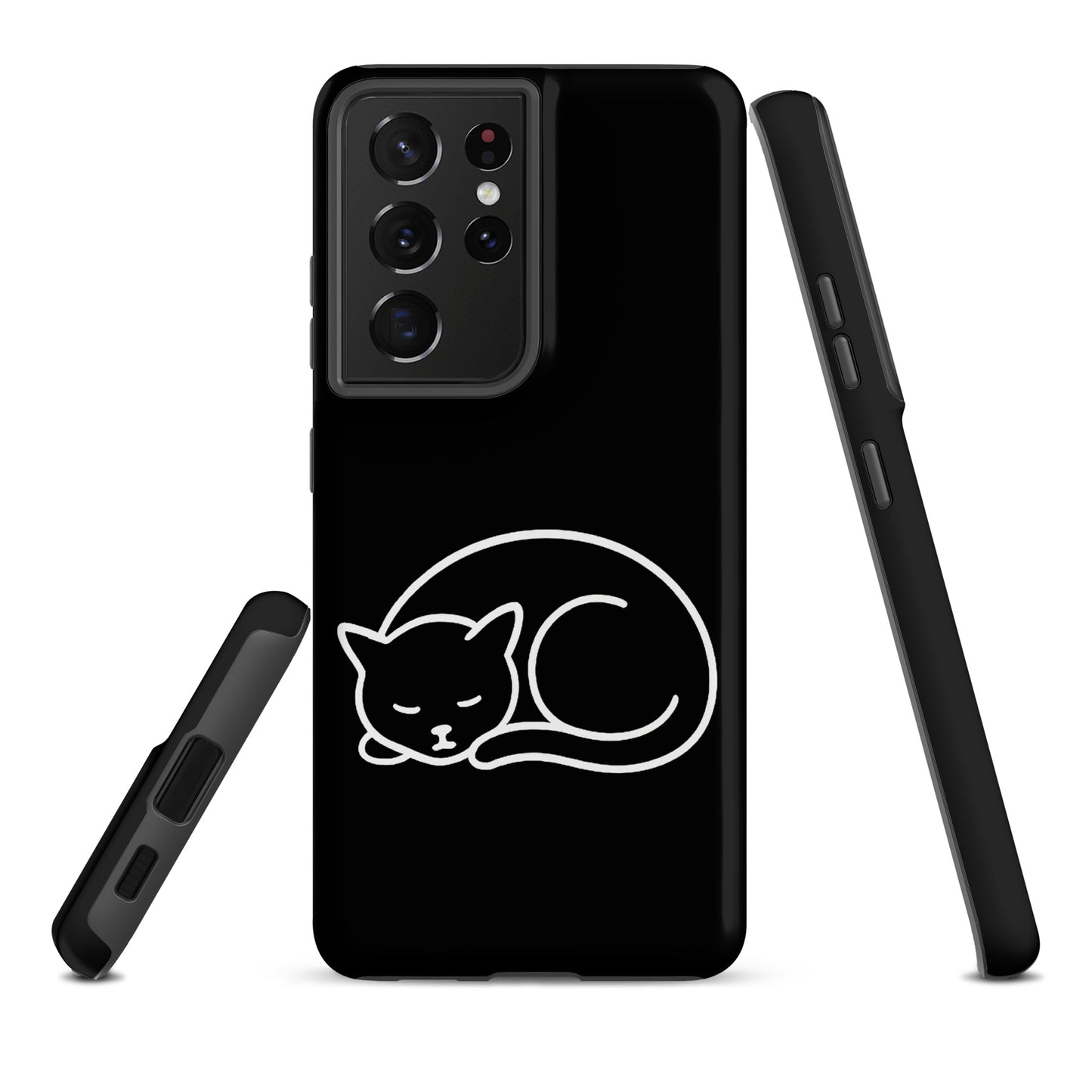 Phone Case for Samsung Galaxy with minimalist curled-up cat design