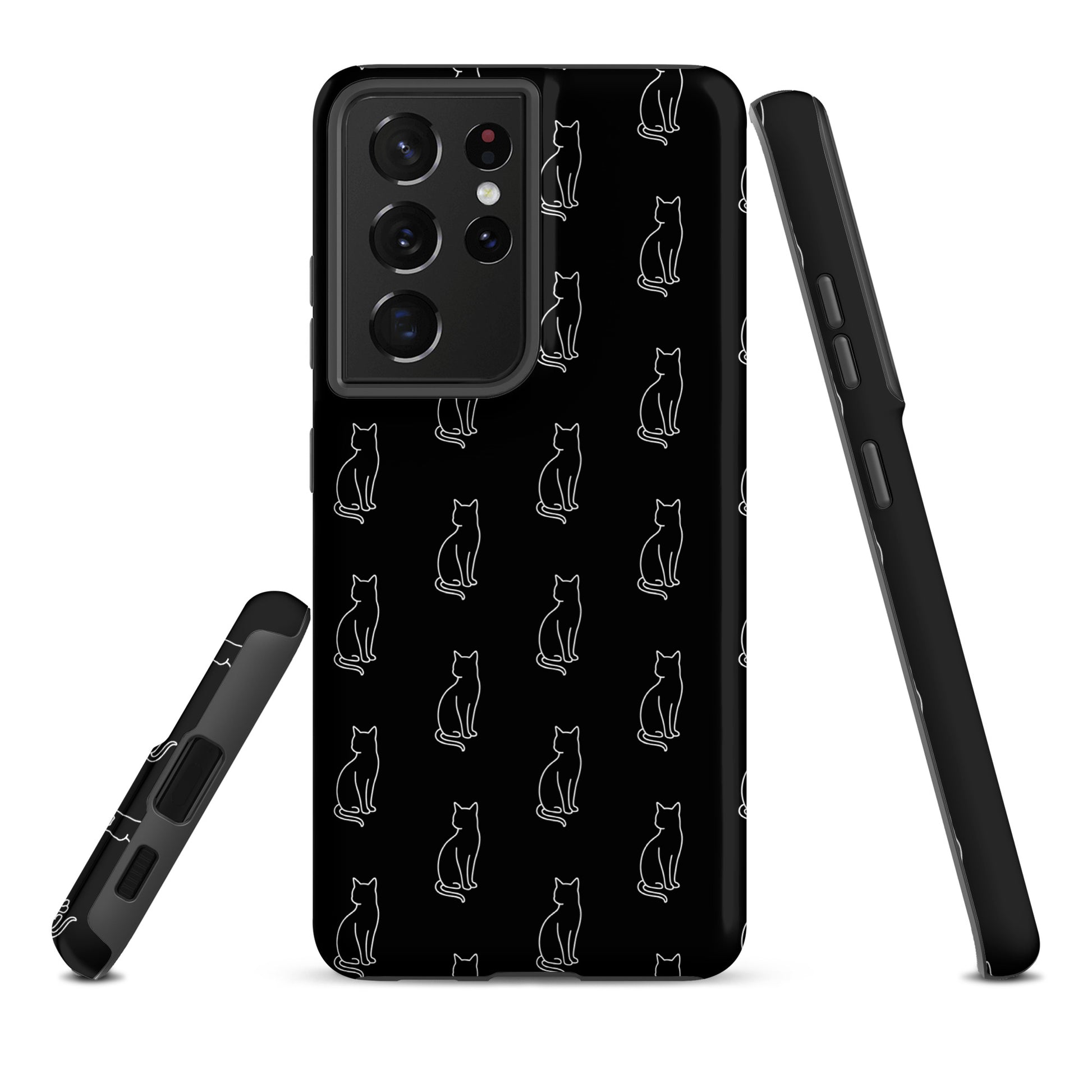 Phone Case for Samsung Galaxy with sitting cat pattern, designed for feline fans