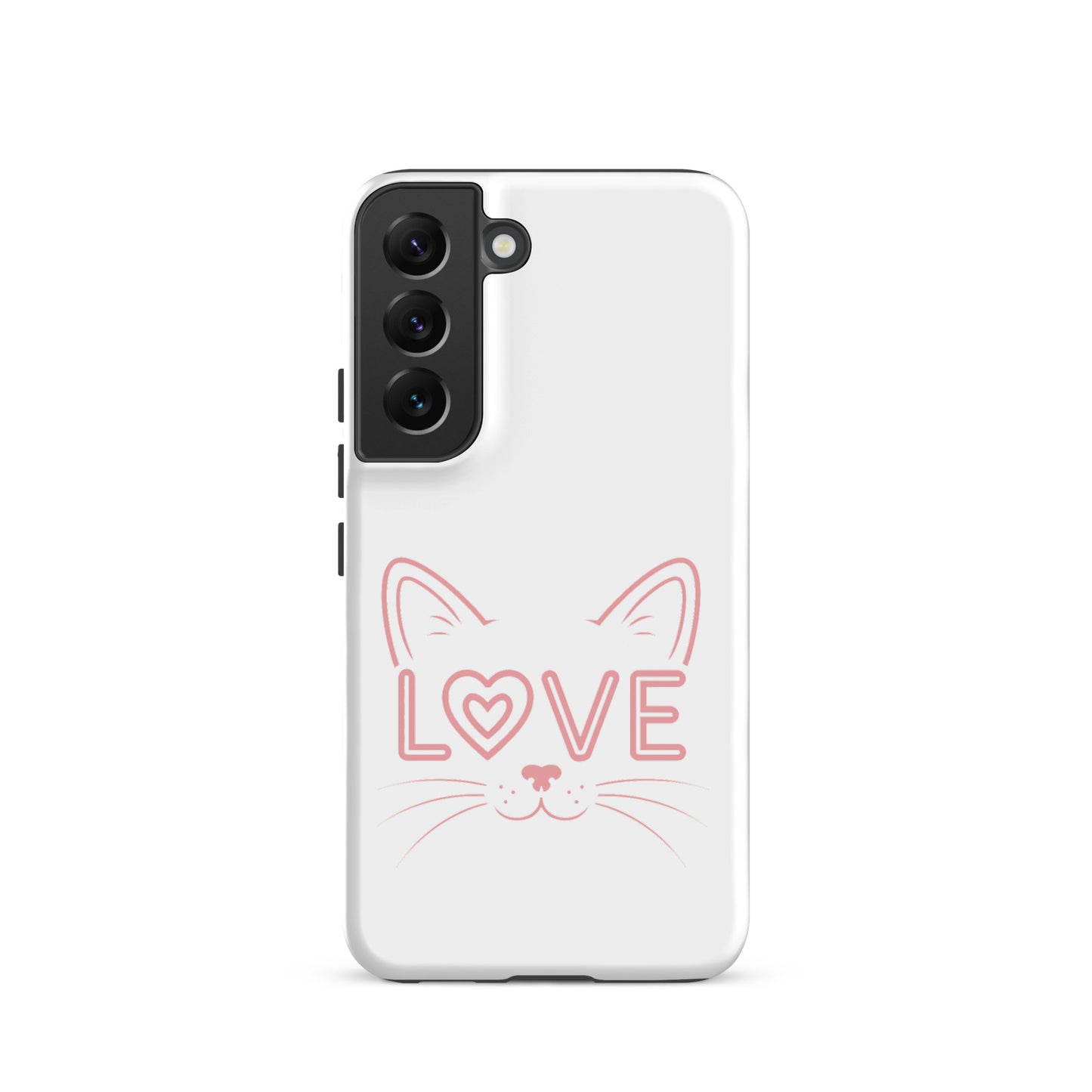 Cat Love Phone Case for Samsung Galaxy with minimalist cat face design and love accent.