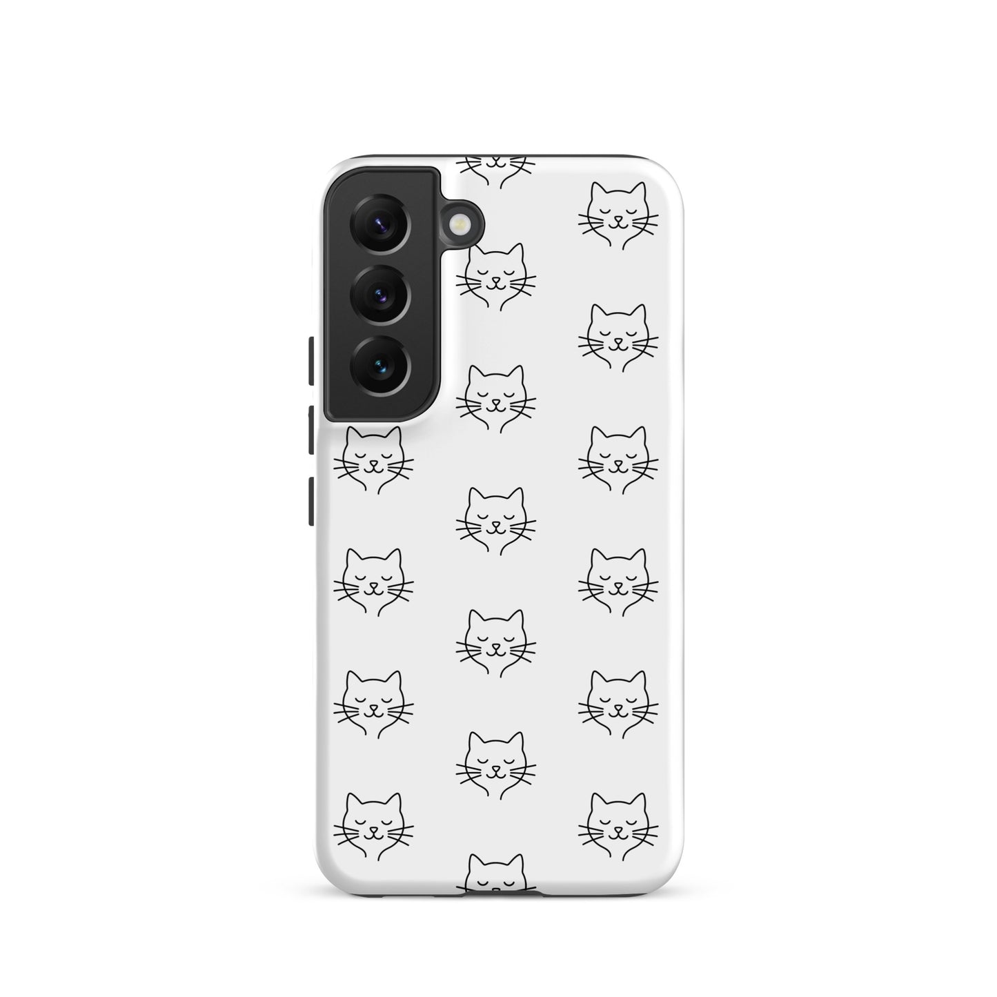 Phone Case for Samsung Galaxy featuring a cute minimalist cat pattern design, perfect for cat lovers.