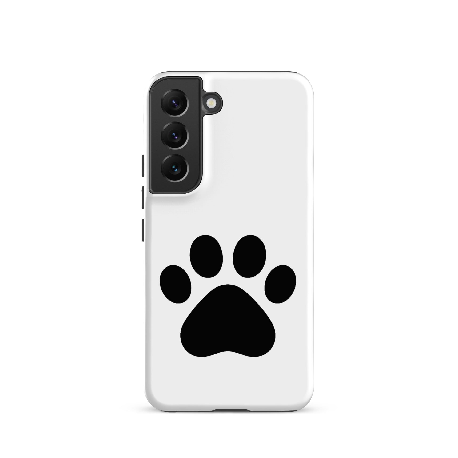 Phone Case for Samsung Galaxy with minimalist black paw print design for pet lovers.